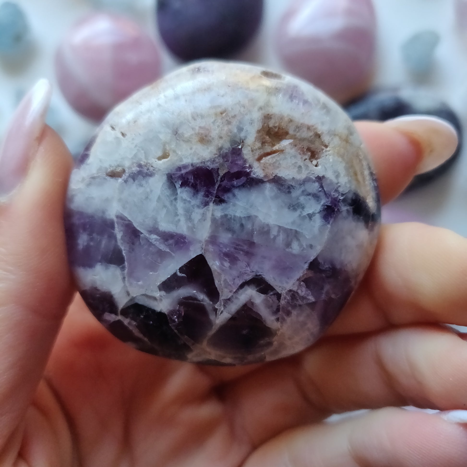 Chevron Amethyst Palm Stone (#15) - Simply Affinity