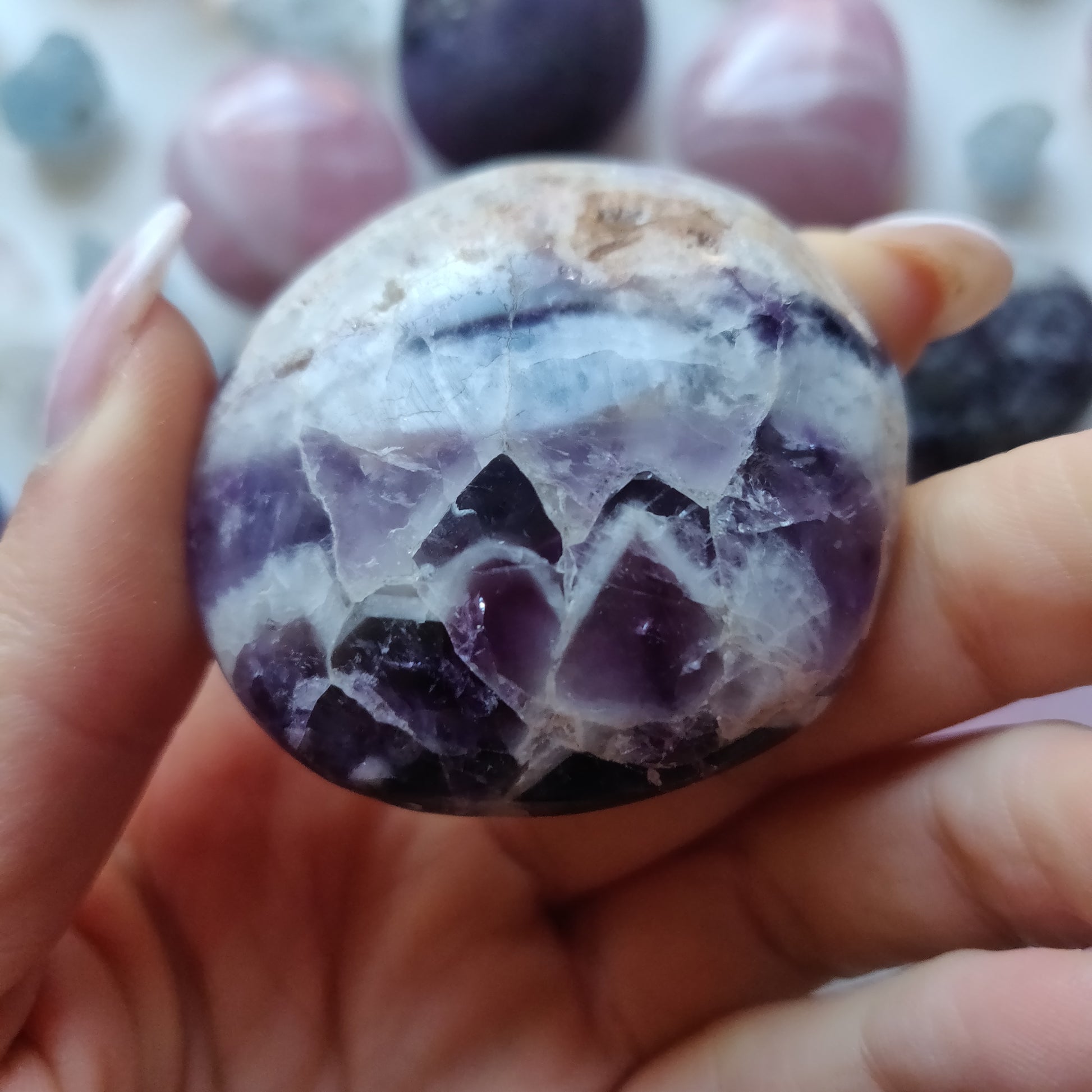 Chevron Amethyst Palm Stone (#15) - Simply Affinity