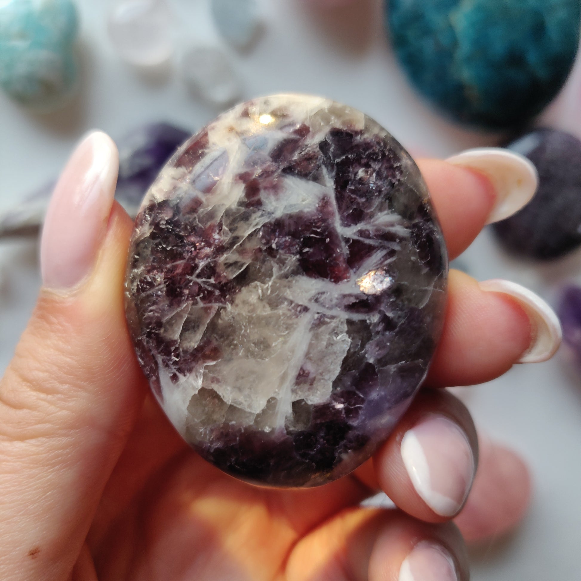 Lepidolite in Quartz Pocket Stone (#22) - Simply Affinity