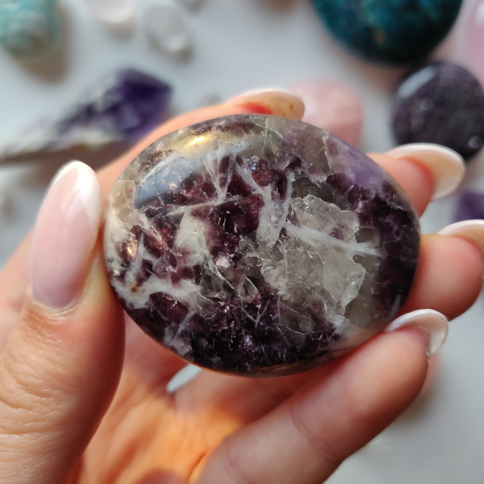 Lepidolite in Quartz Pocket Stone (#22) - Simply Affinity