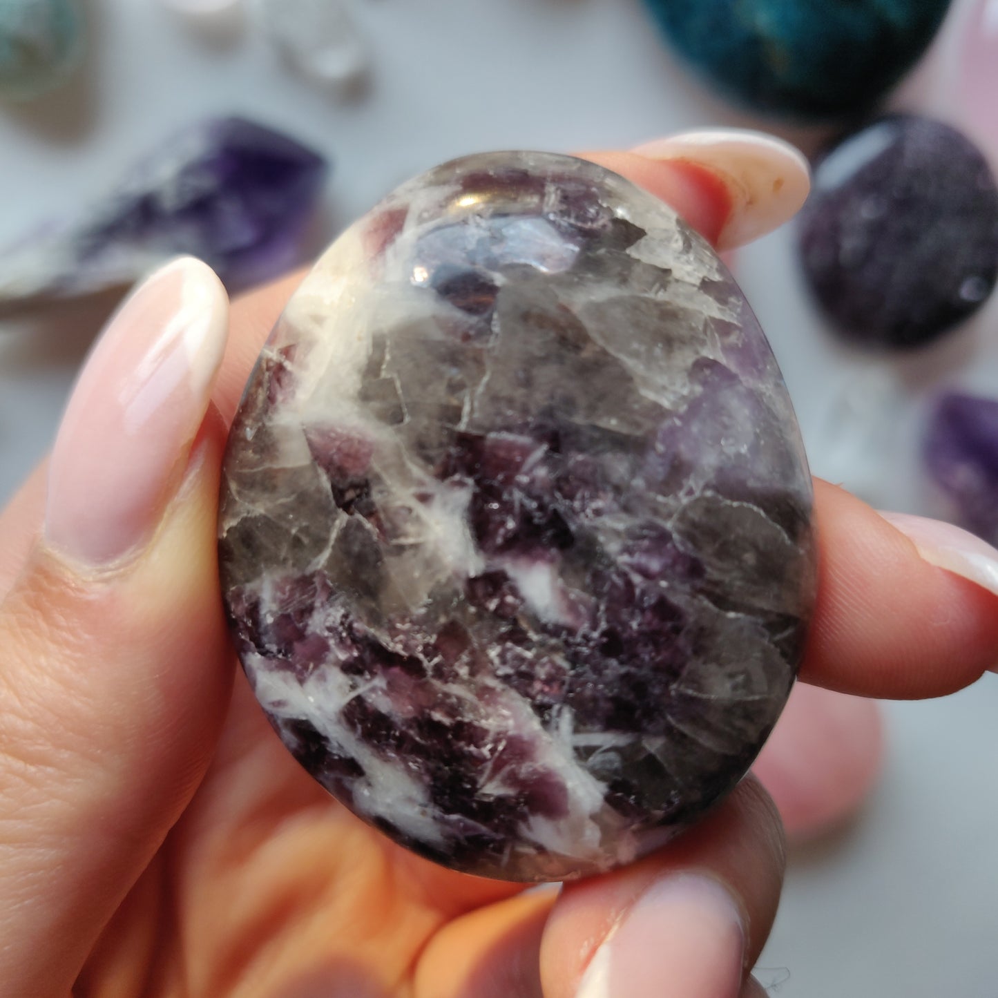 Lepidolite in Quartz Pocket Stone (#22) - Simply Affinity