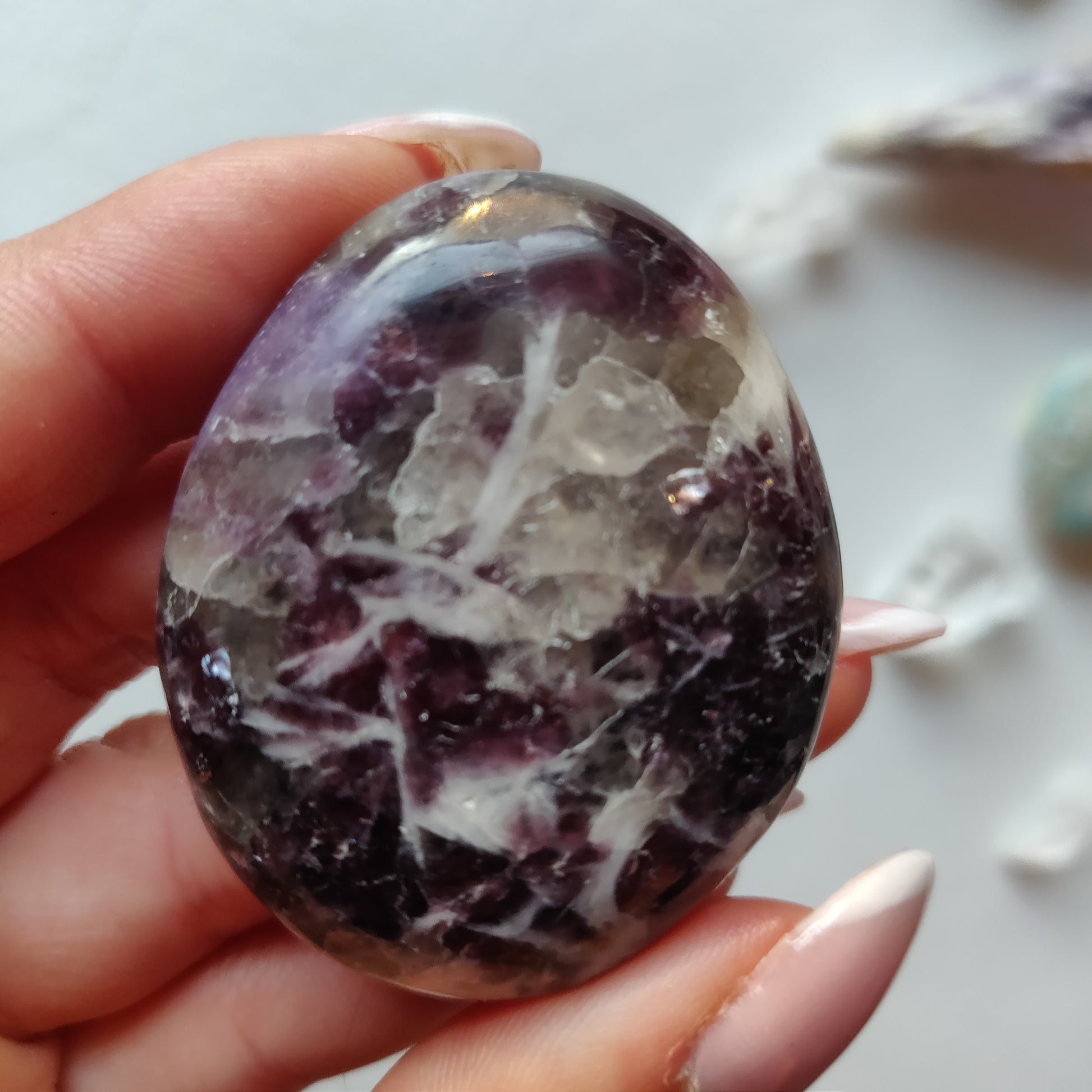 Lepidolite in Quartz Pocket Stone (#22) - Simply Affinity