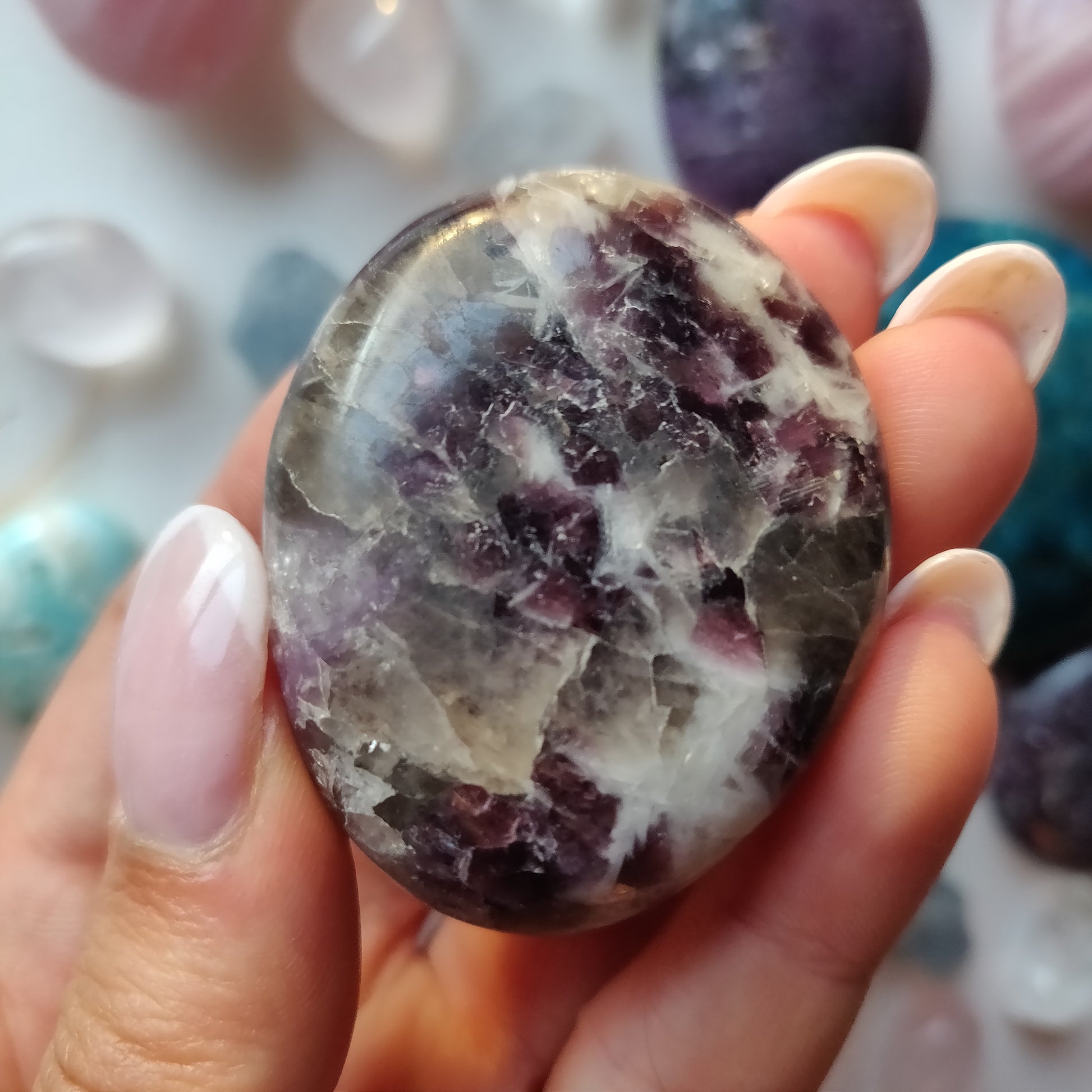 Lepidolite in Quartz Pocket Stone (#22) - Simply Affinity