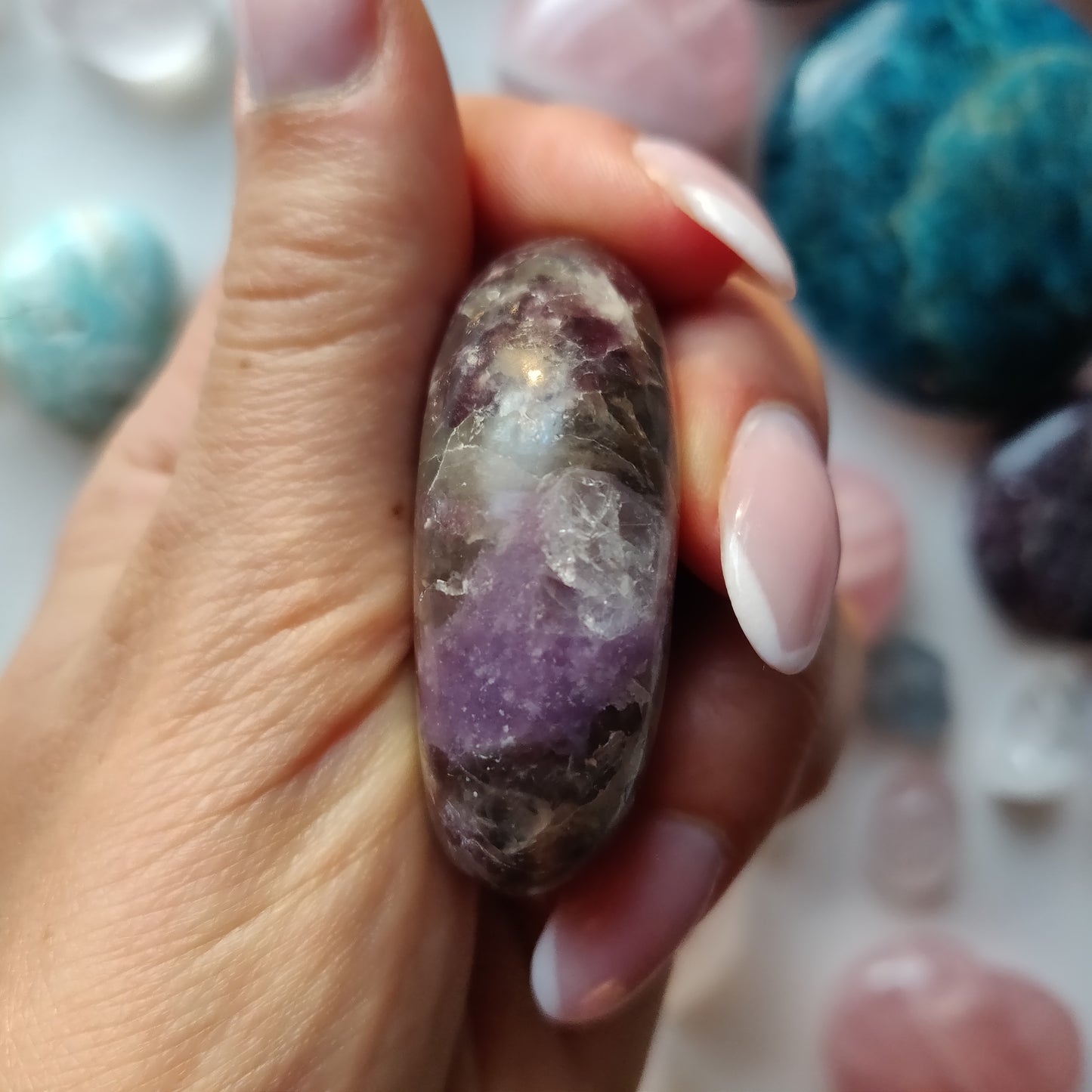 Lepidolite in Quartz Pocket Stone (#22) - Simply Affinity