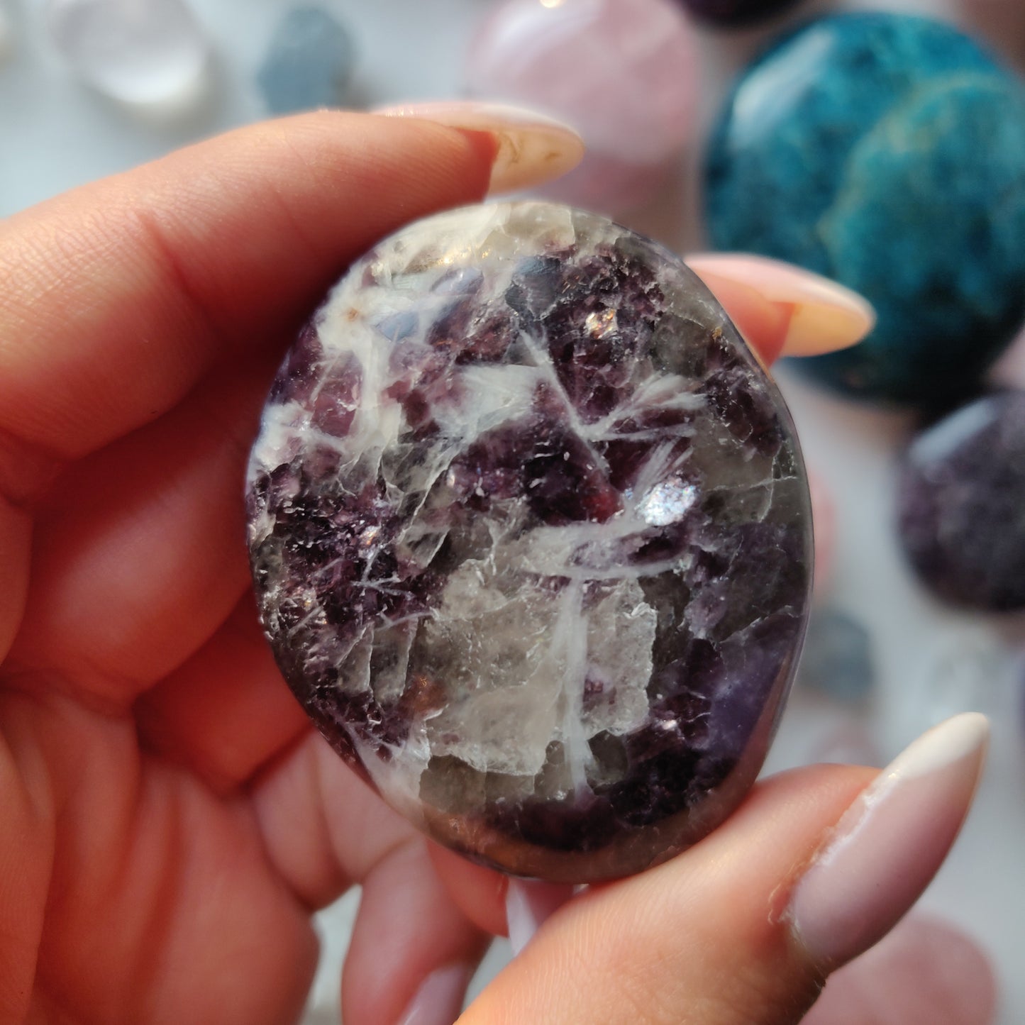 Lepidolite in Quartz Pocket Stone (#22) - Simply Affinity