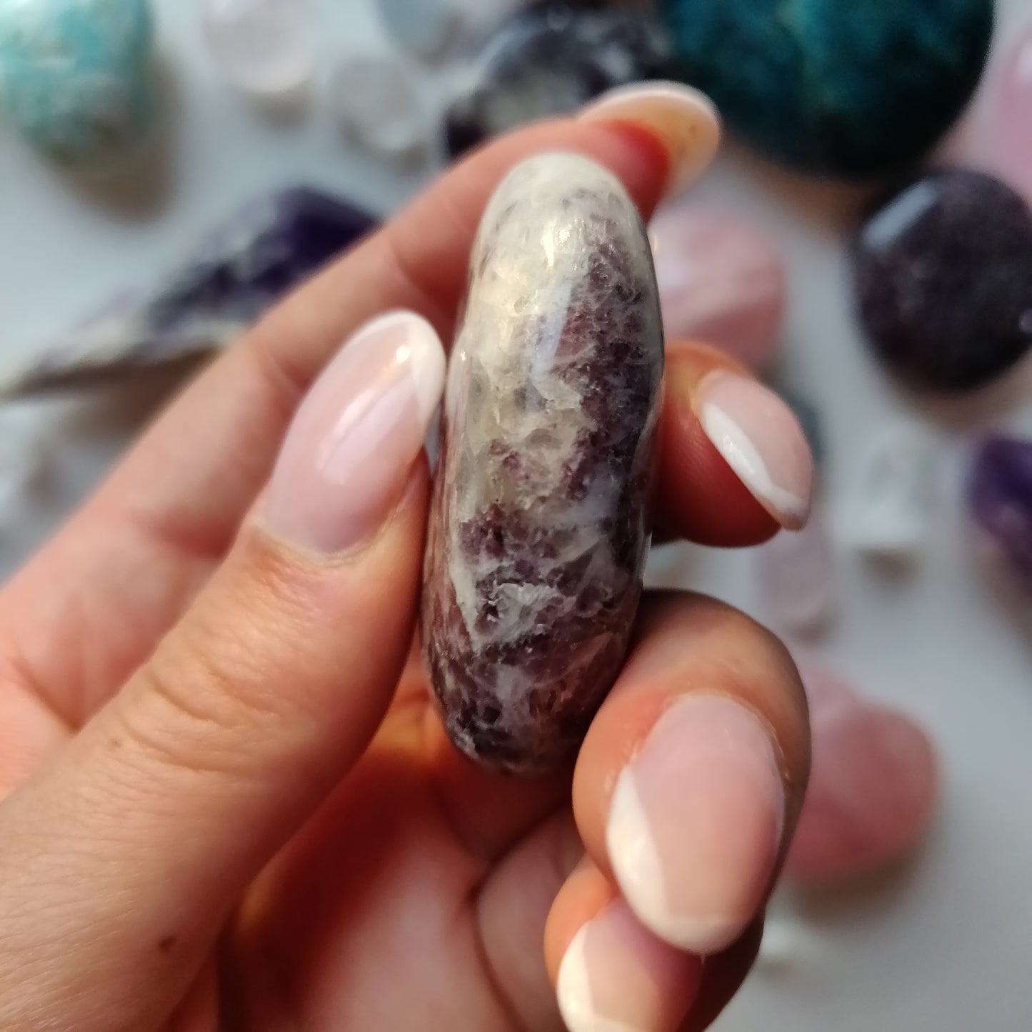 Lepidolite in Quartz Pocket Stone (#21) - Simply Affinity