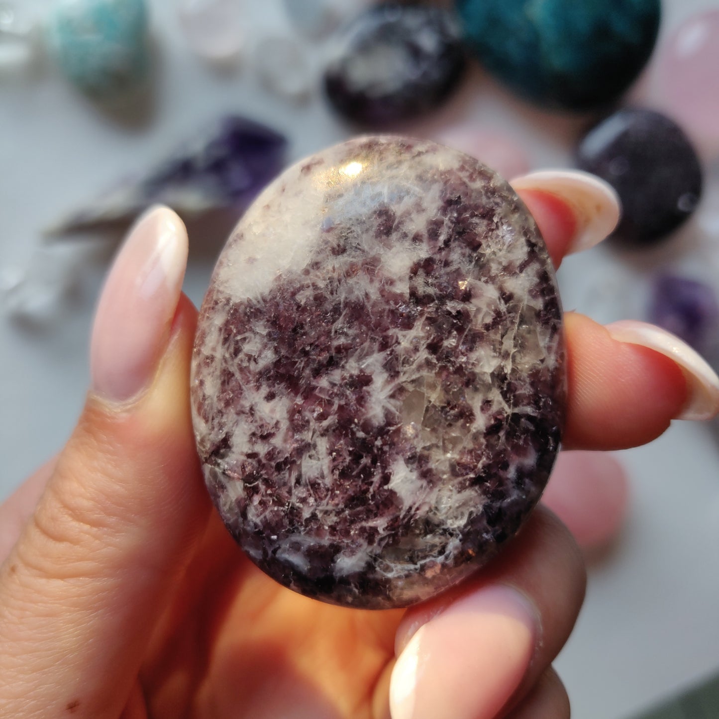 Lepidolite in Quartz Pocket Stone (#21) - Simply Affinity