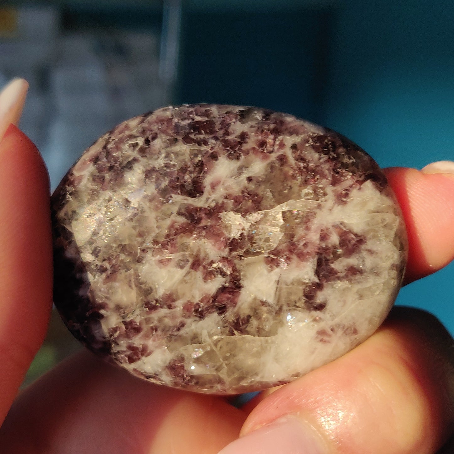 Lepidolite in Quartz Pocket Stone (#21) - Simply Affinity