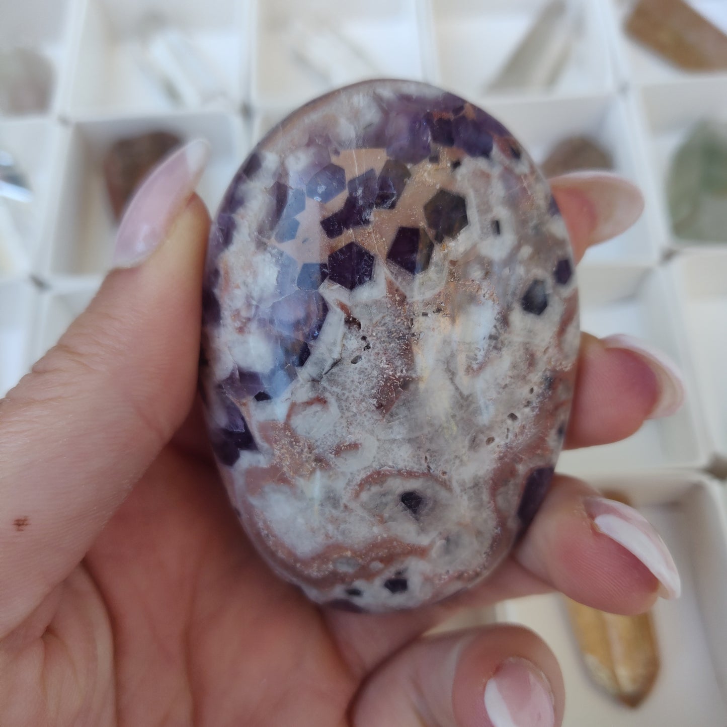 Chevron Amethyst Palm Stone (#20) - Simply Affinity