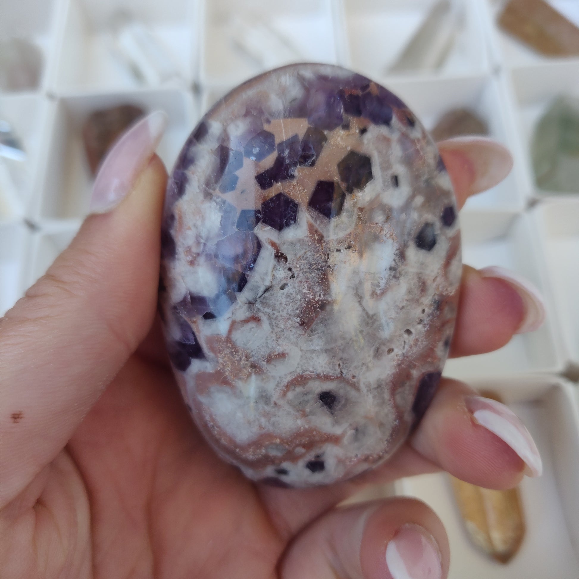 Chevron Amethyst Palm Stone (#20) - Simply Affinity