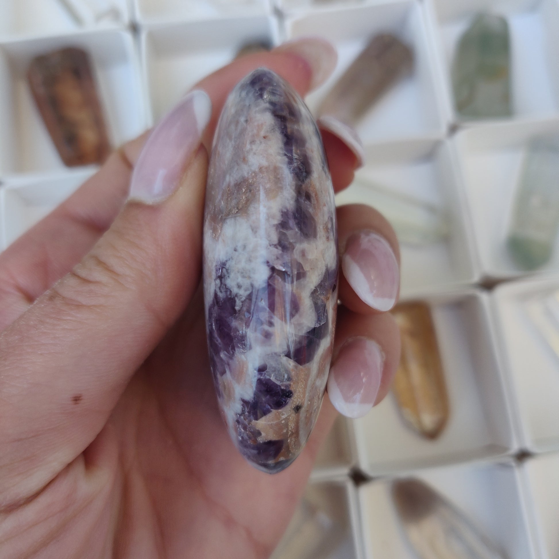 Chevron Amethyst Palm Stone (#20) - Simply Affinity