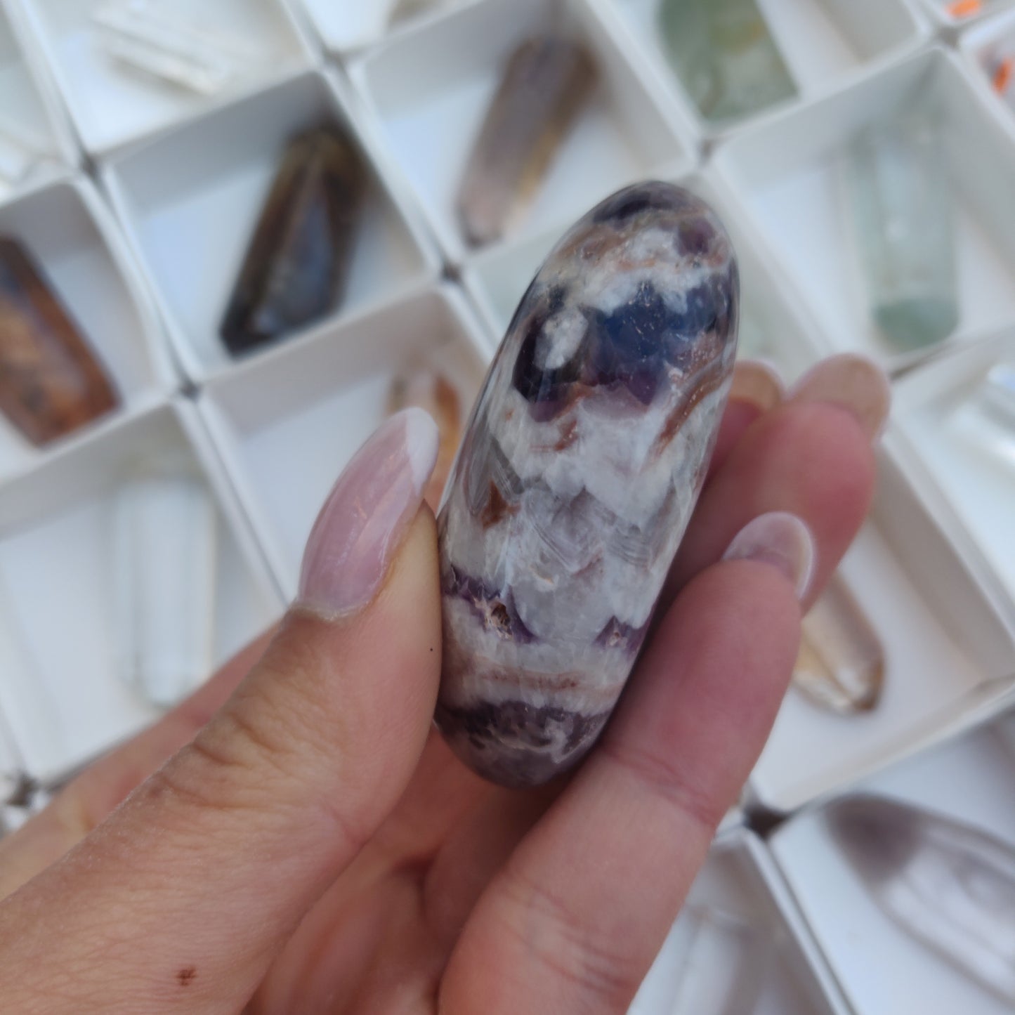 Chevron Amethyst Palm Stone (#22) - Simply Affinity