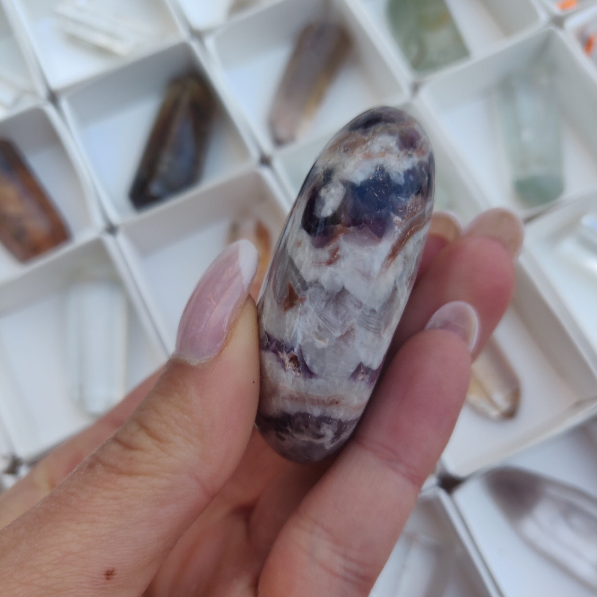 Chevron Amethyst Palm Stone (#22) - Simply Affinity