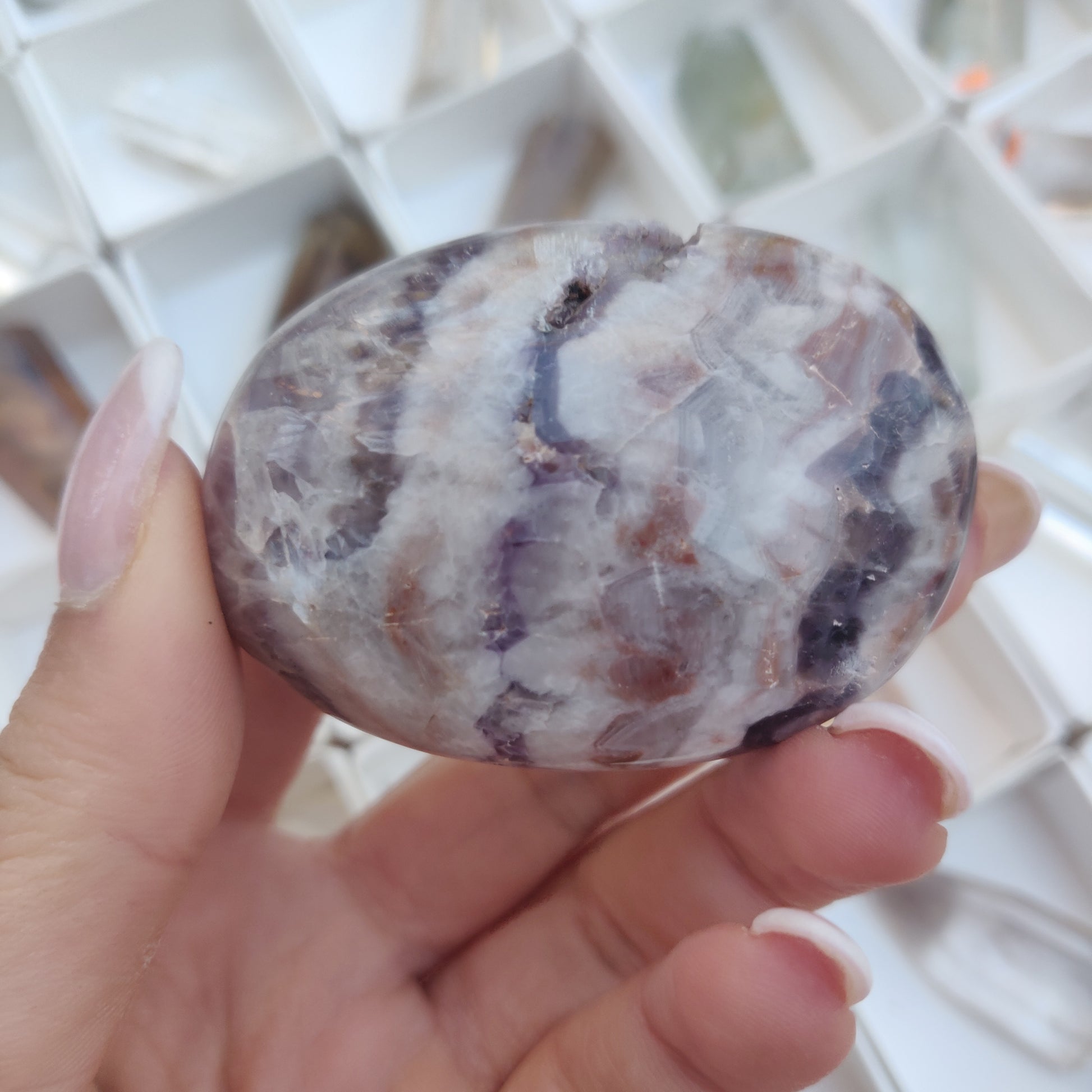 Chevron Amethyst Palm Stone (#22) - Simply Affinity