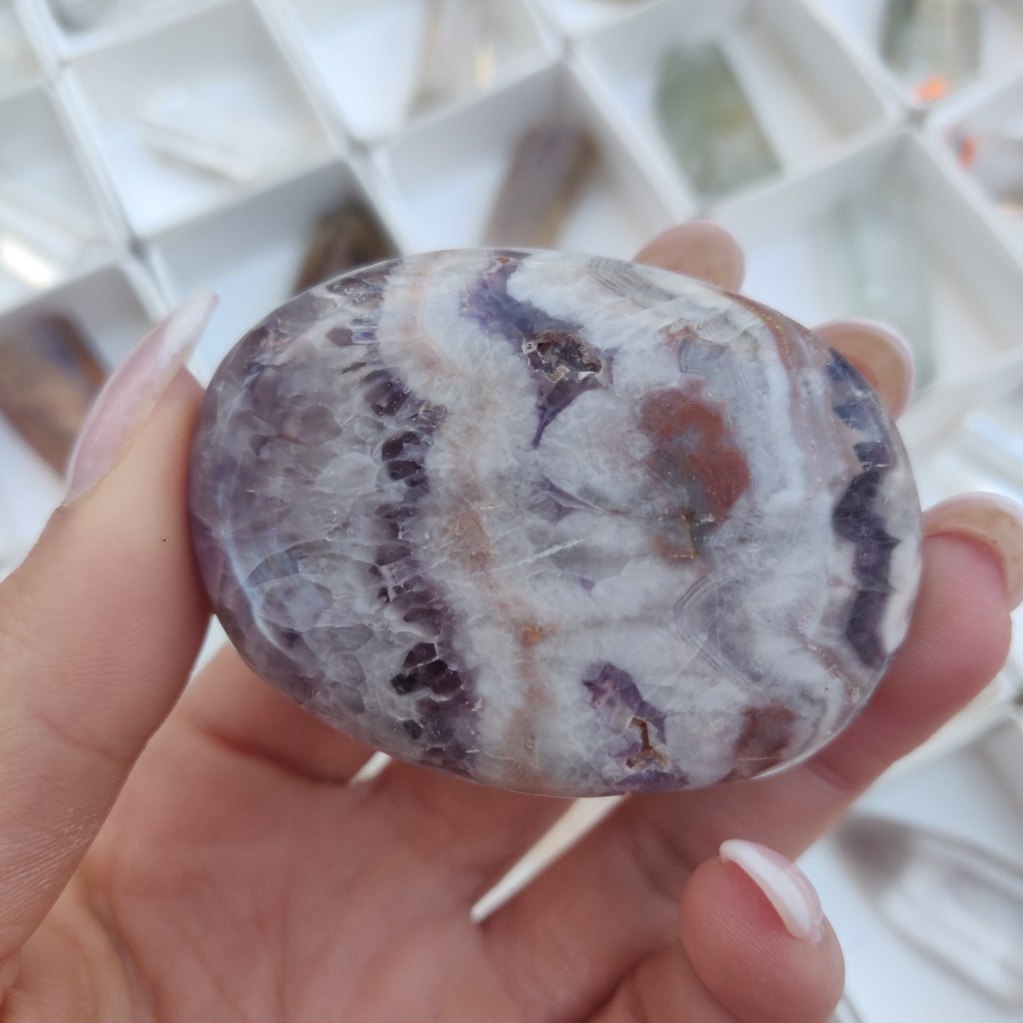 Chevron Amethyst Palm Stone (#22) - Simply Affinity