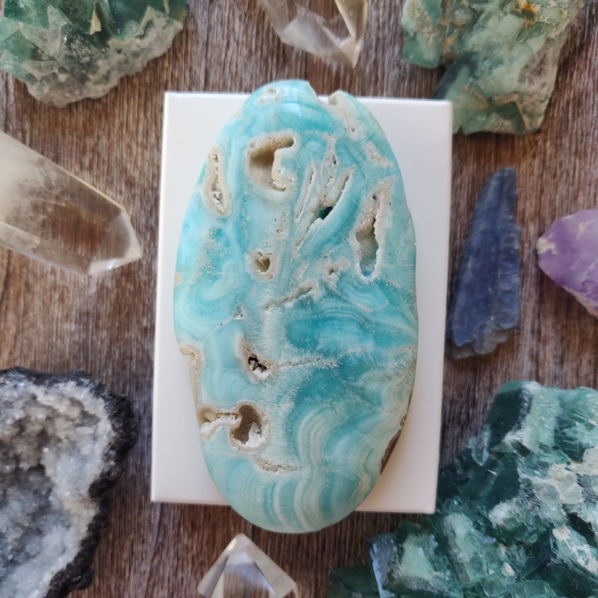 Blue Aragonite Palm Stone (#8) - Simply Affinity