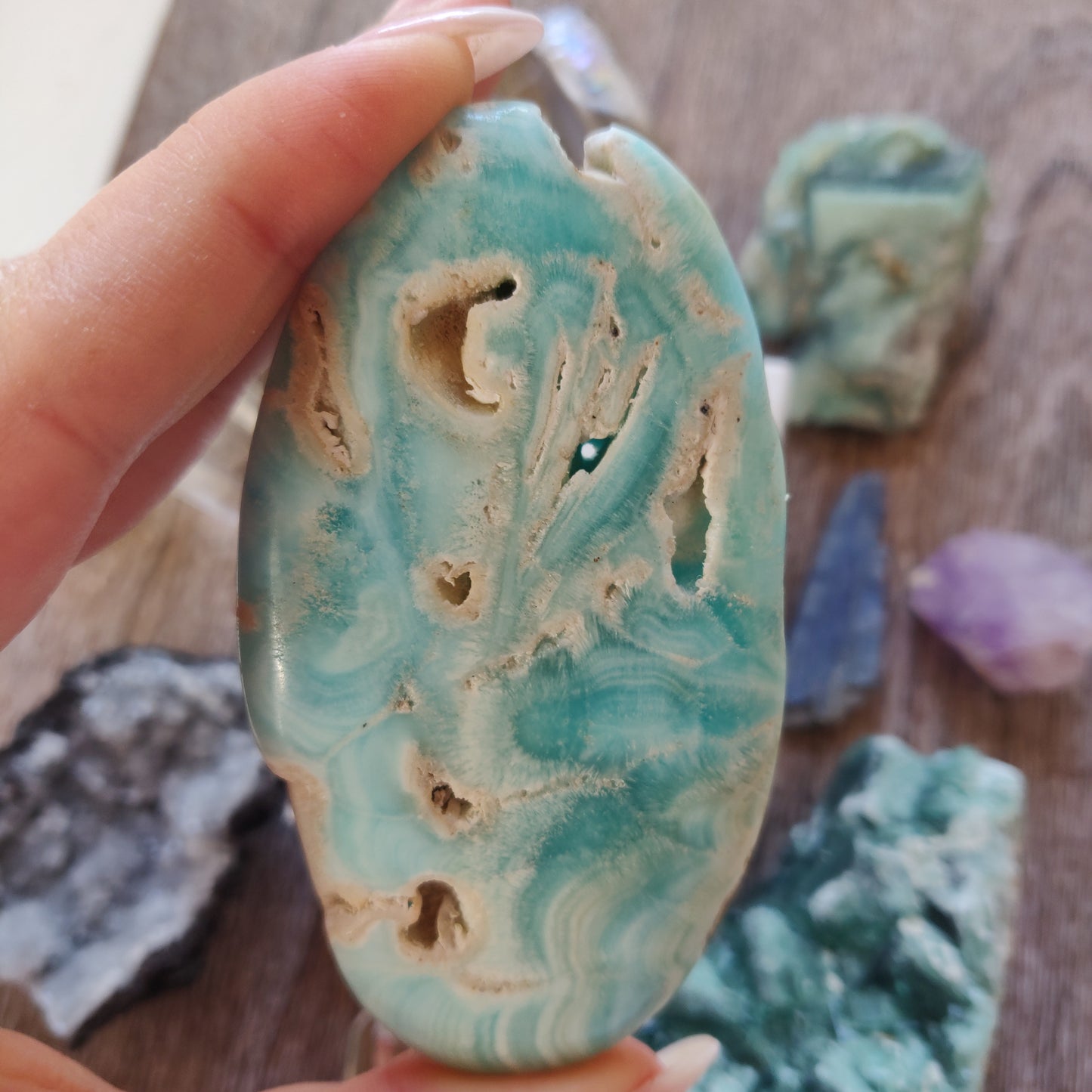 Blue Aragonite Palm Stone (#8) - Simply Affinity