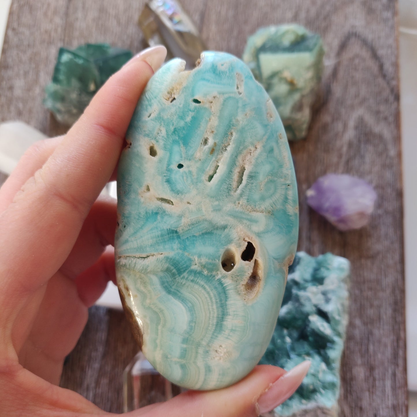 Blue Aragonite Palm Stone (#8) - Simply Affinity
