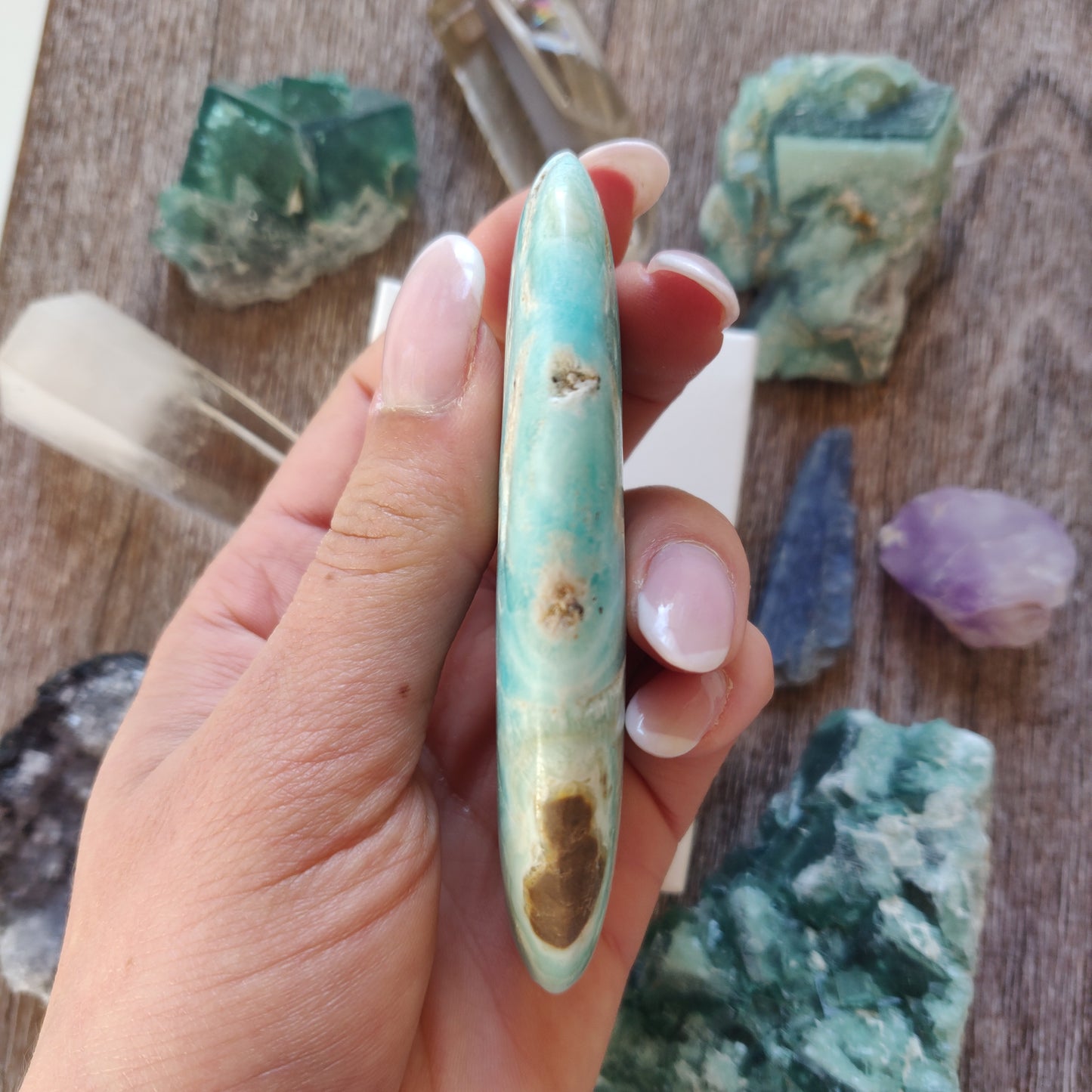 Blue Aragonite Palm Stone (#8) - Simply Affinity