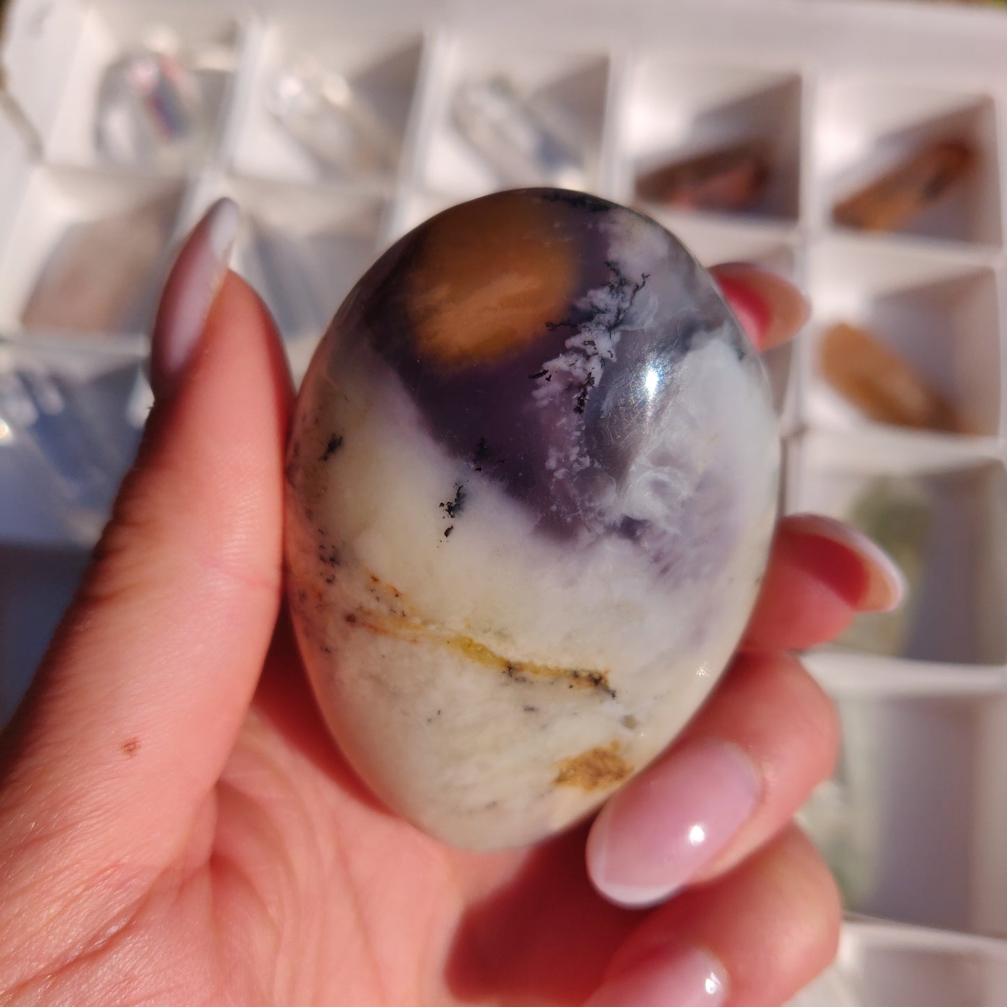 Purple Dendritic Opal Palm Stone (#12) - Simply Affinity