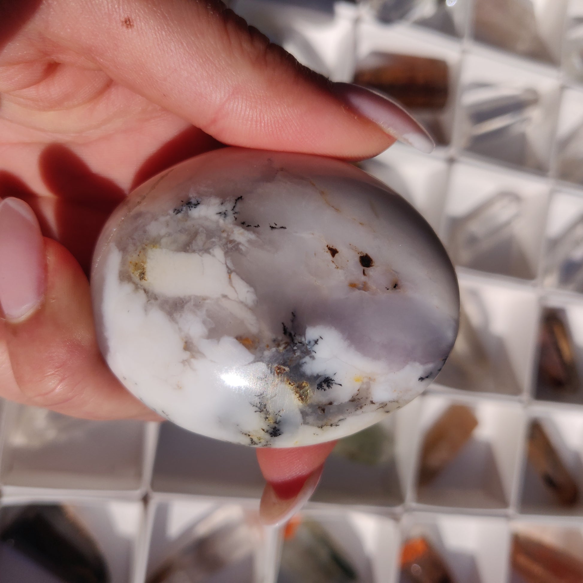 Purple Dendritic Opal Palm Stone (#15) - Simply Affinity