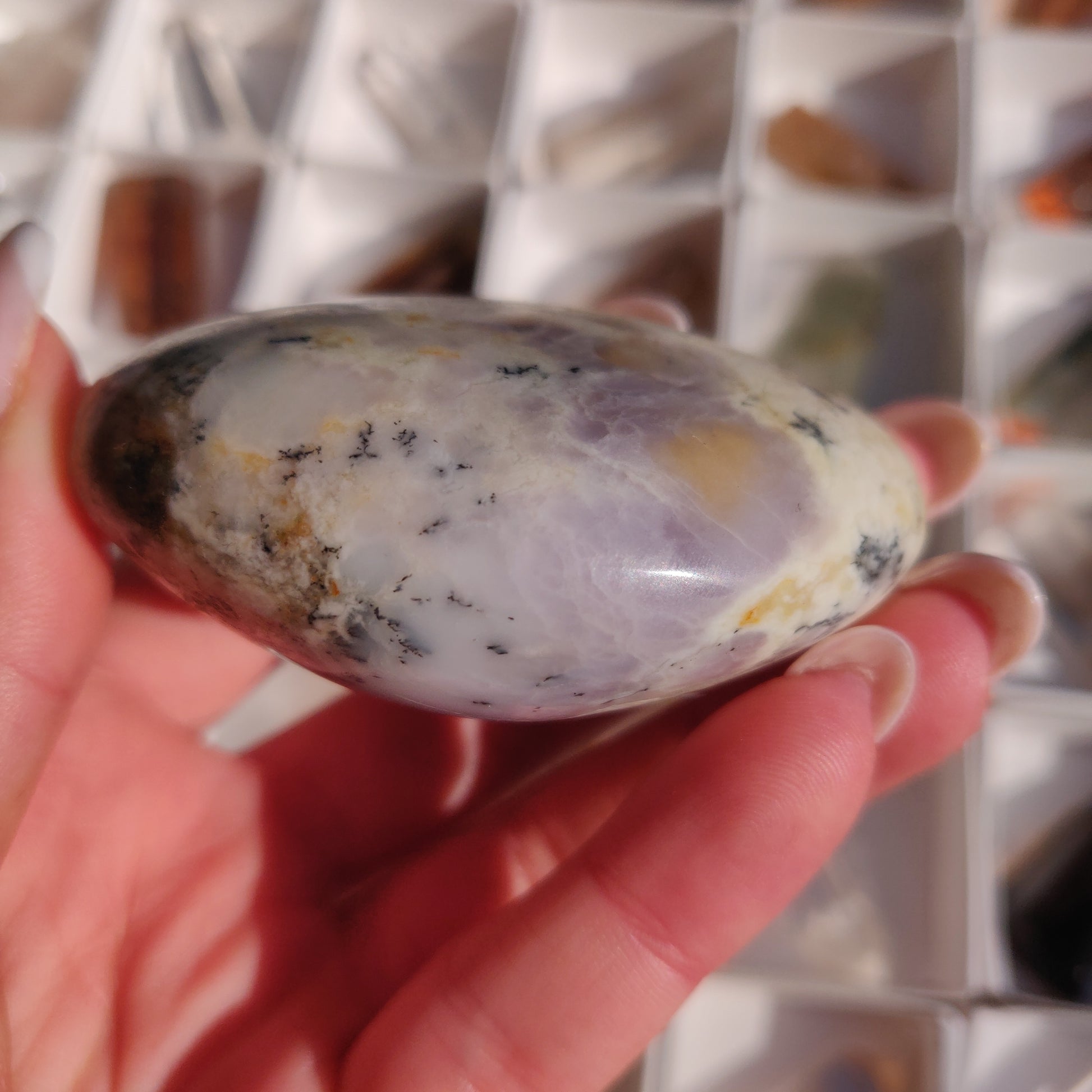 Purple Dendritic Opal Palm Stone (#44) - Simply Affinity