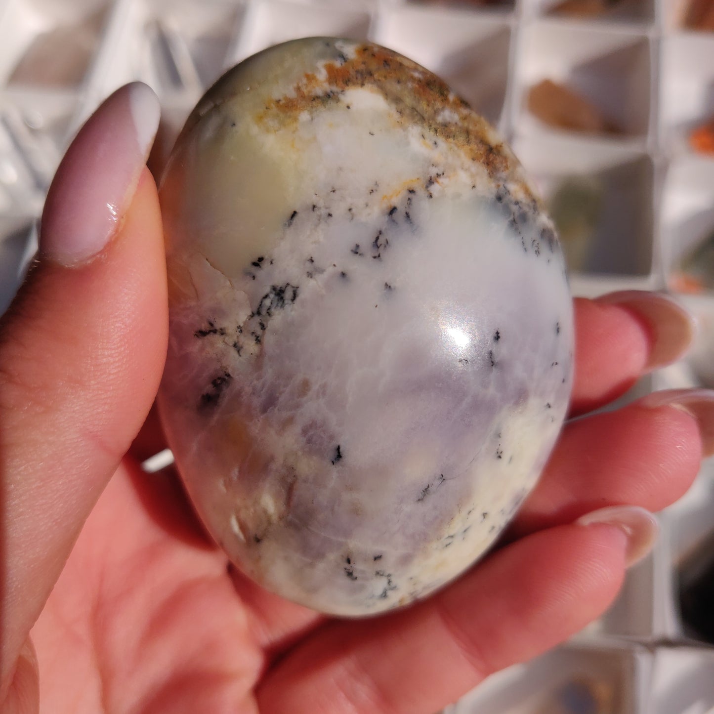 Purple Dendritic Opal Palm Stone (#44) - Simply Affinity