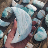 Caribbean Blue Calcite Moon (#1) - Simply Affinity