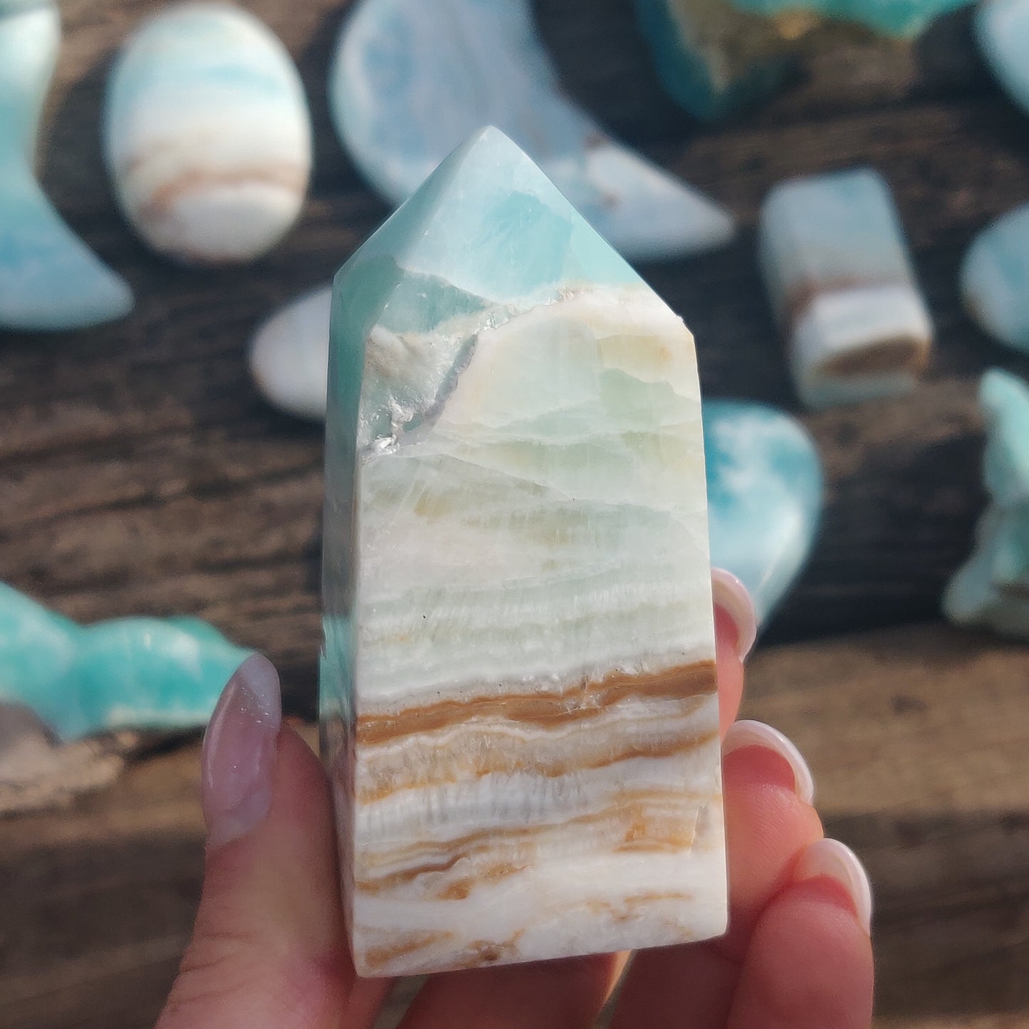 Caribbean Blue Calcite Tower (#1) - Simply Affinity
