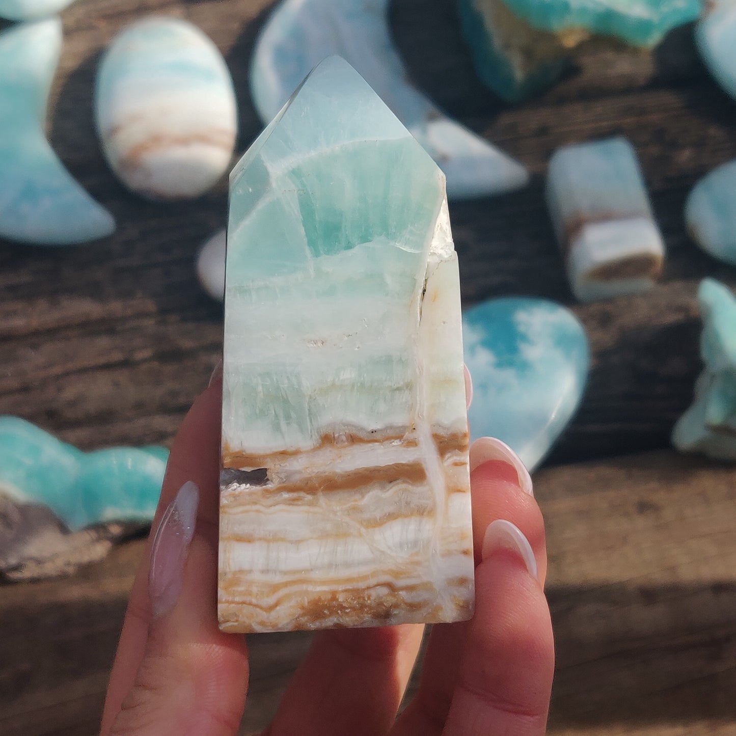 Caribbean Blue Calcite Tower (#1) - Simply Affinity
