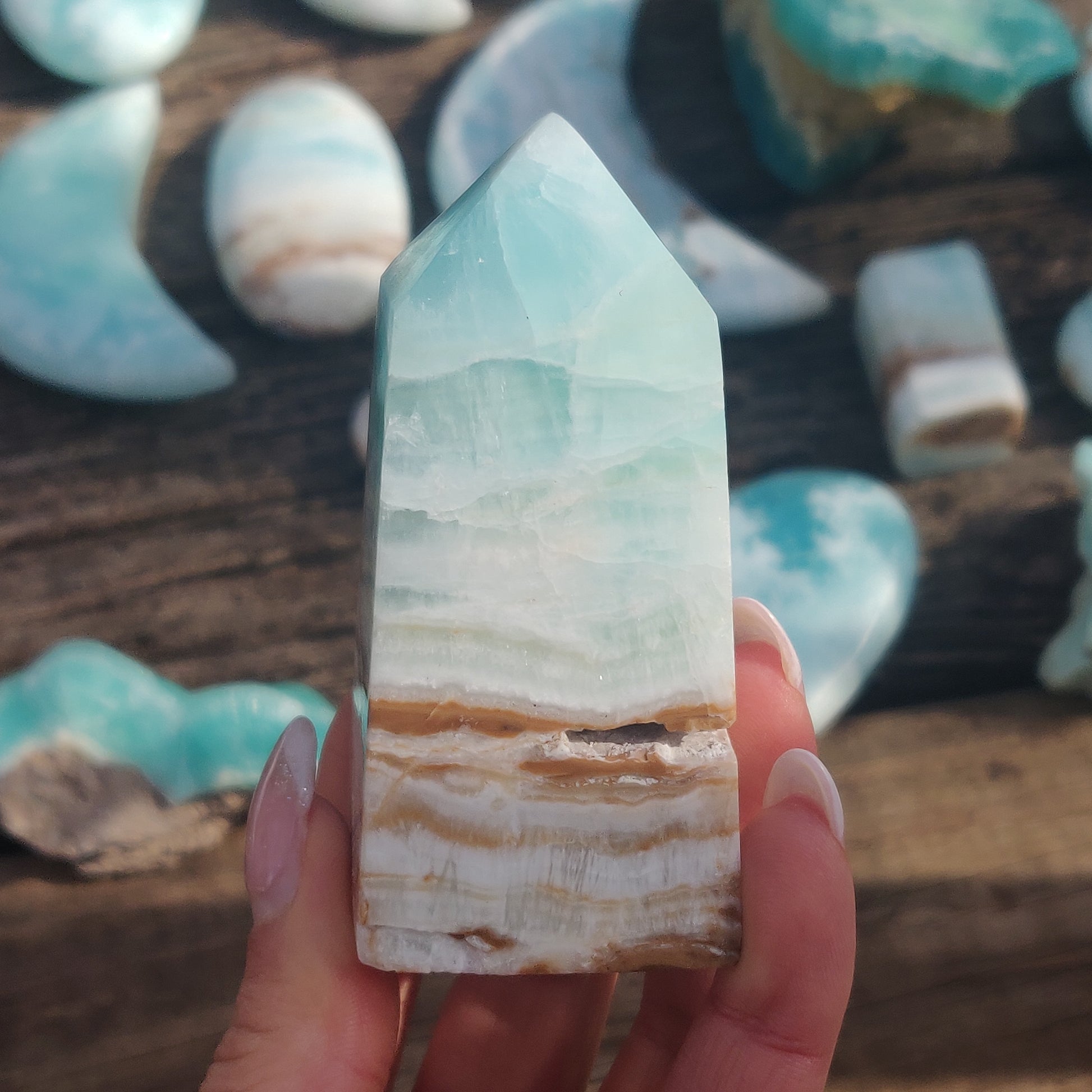 Caribbean Blue Calcite Tower (#1) - Simply Affinity