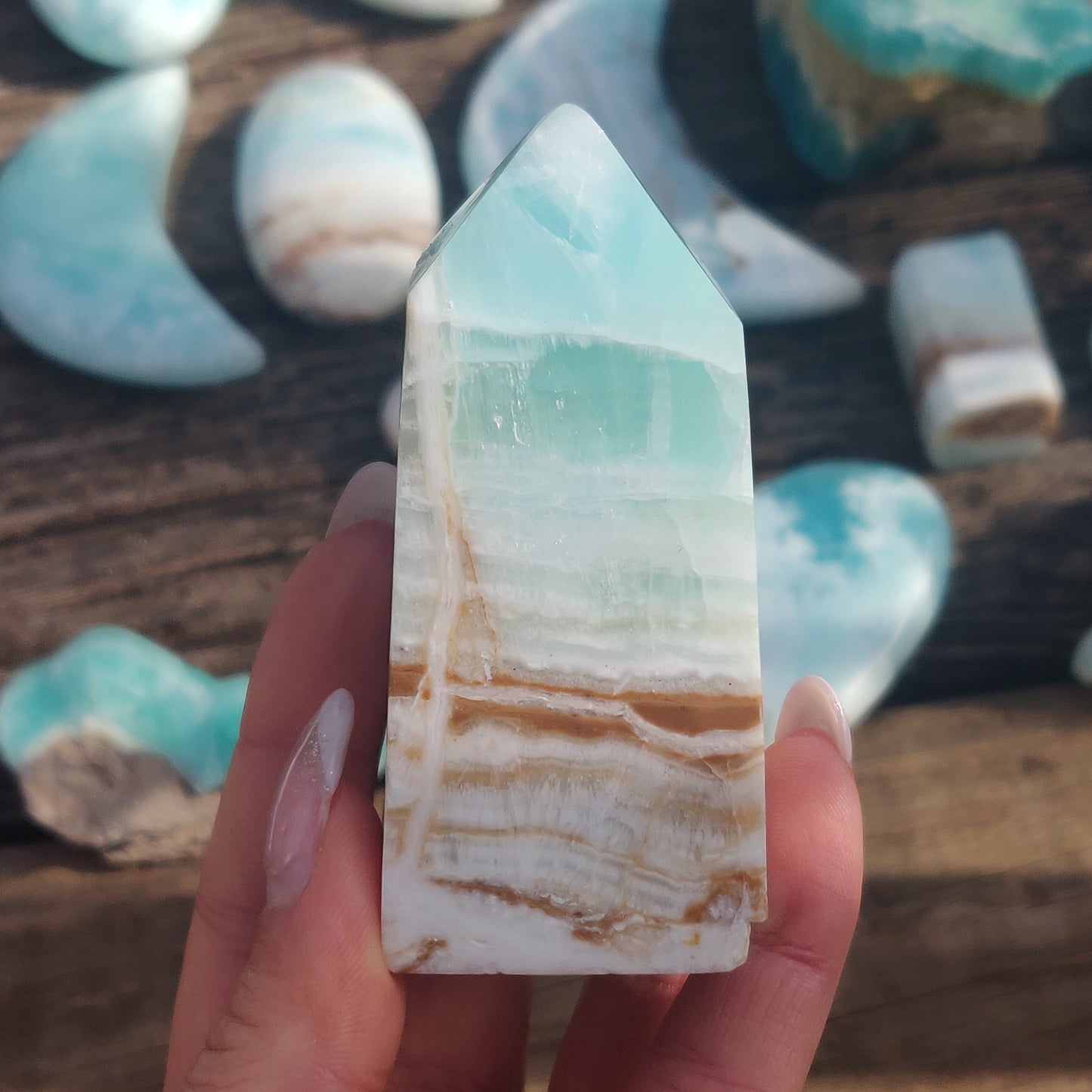 Caribbean Blue Calcite Tower (#1) - Simply Affinity