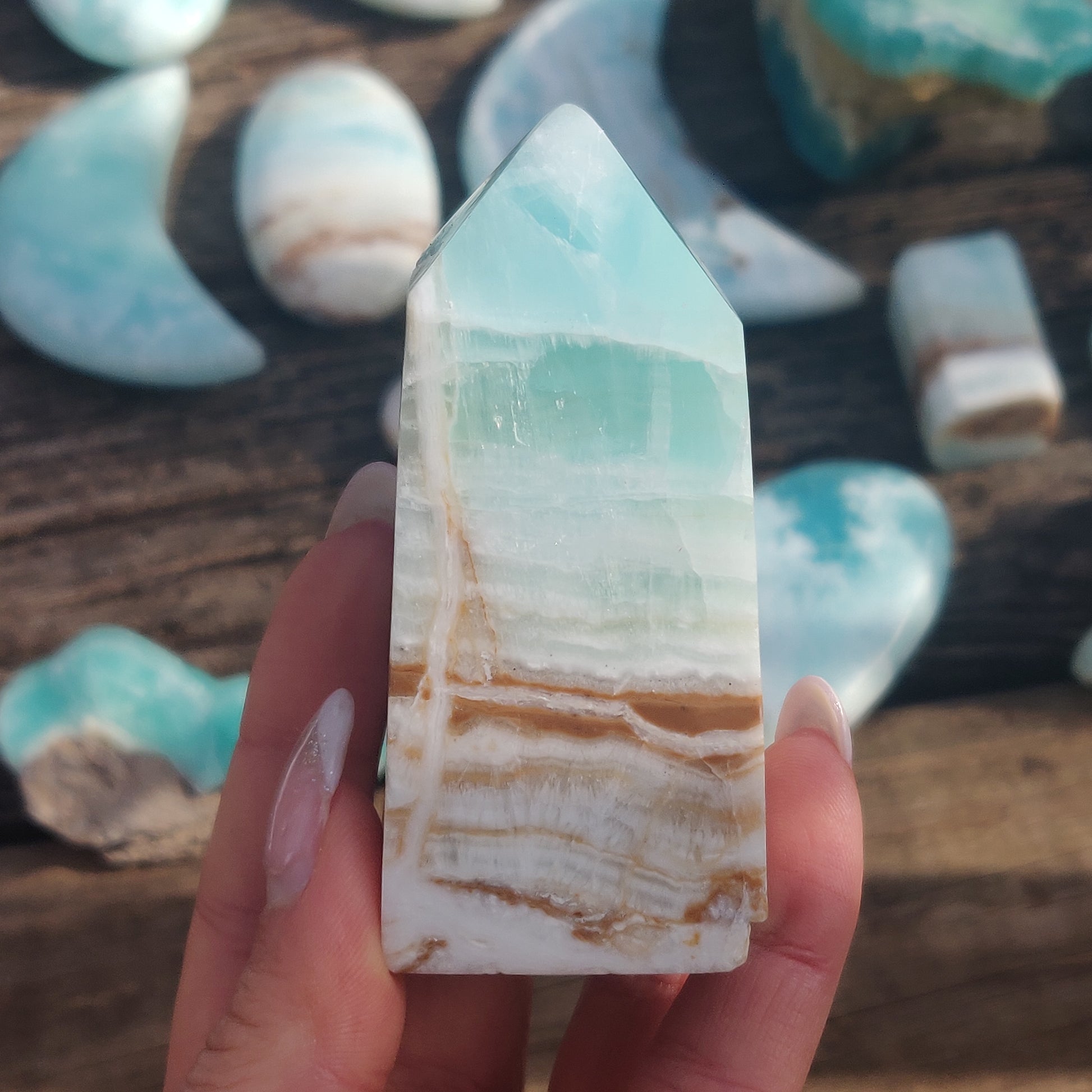 Caribbean Blue Calcite Tower (#1) - Simply Affinity
