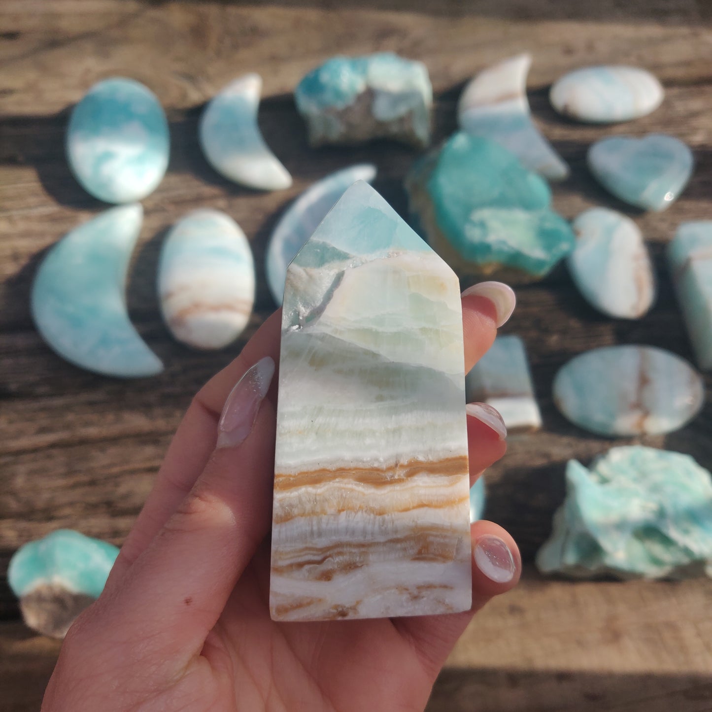 Caribbean Blue Calcite Tower (#1) - Simply Affinity