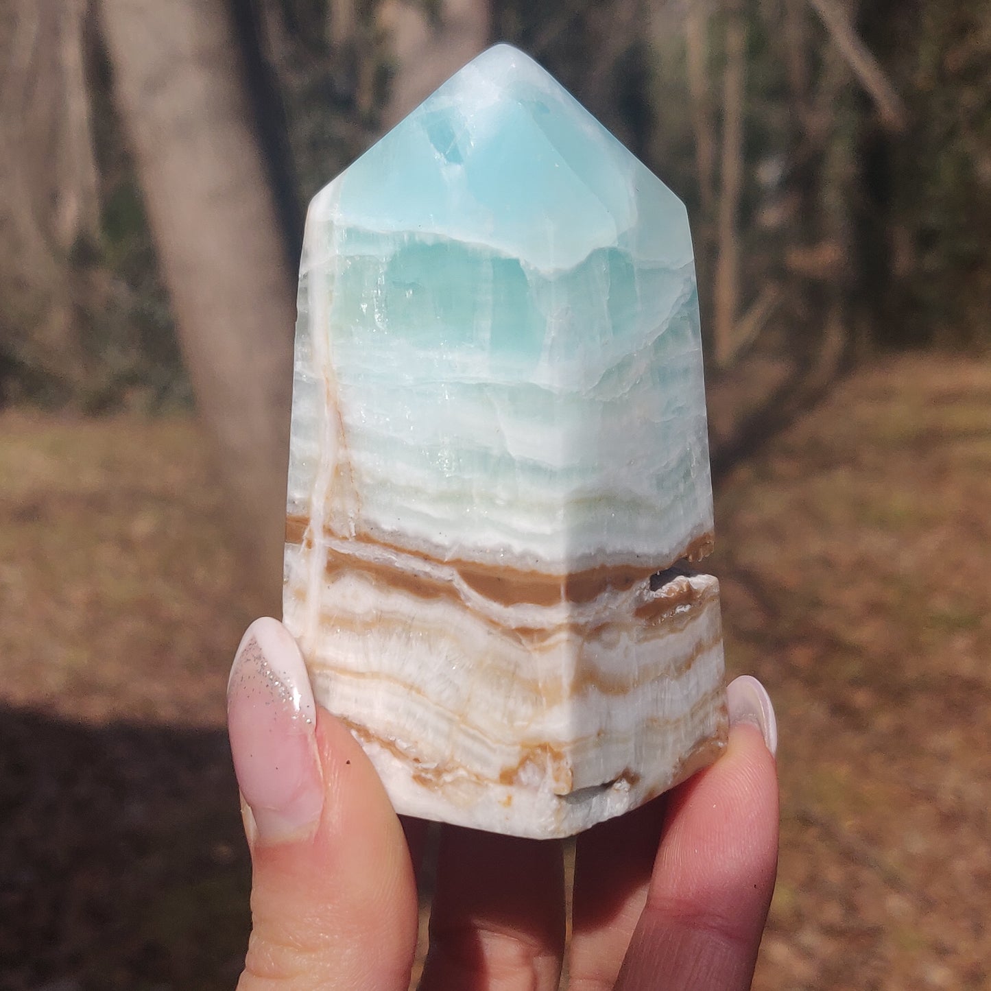 Caribbean Blue Calcite Tower (#1) - Simply Affinity