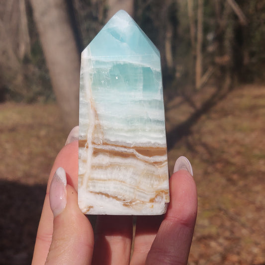 Caribbean Blue Calcite Tower (#1) - Simply Affinity