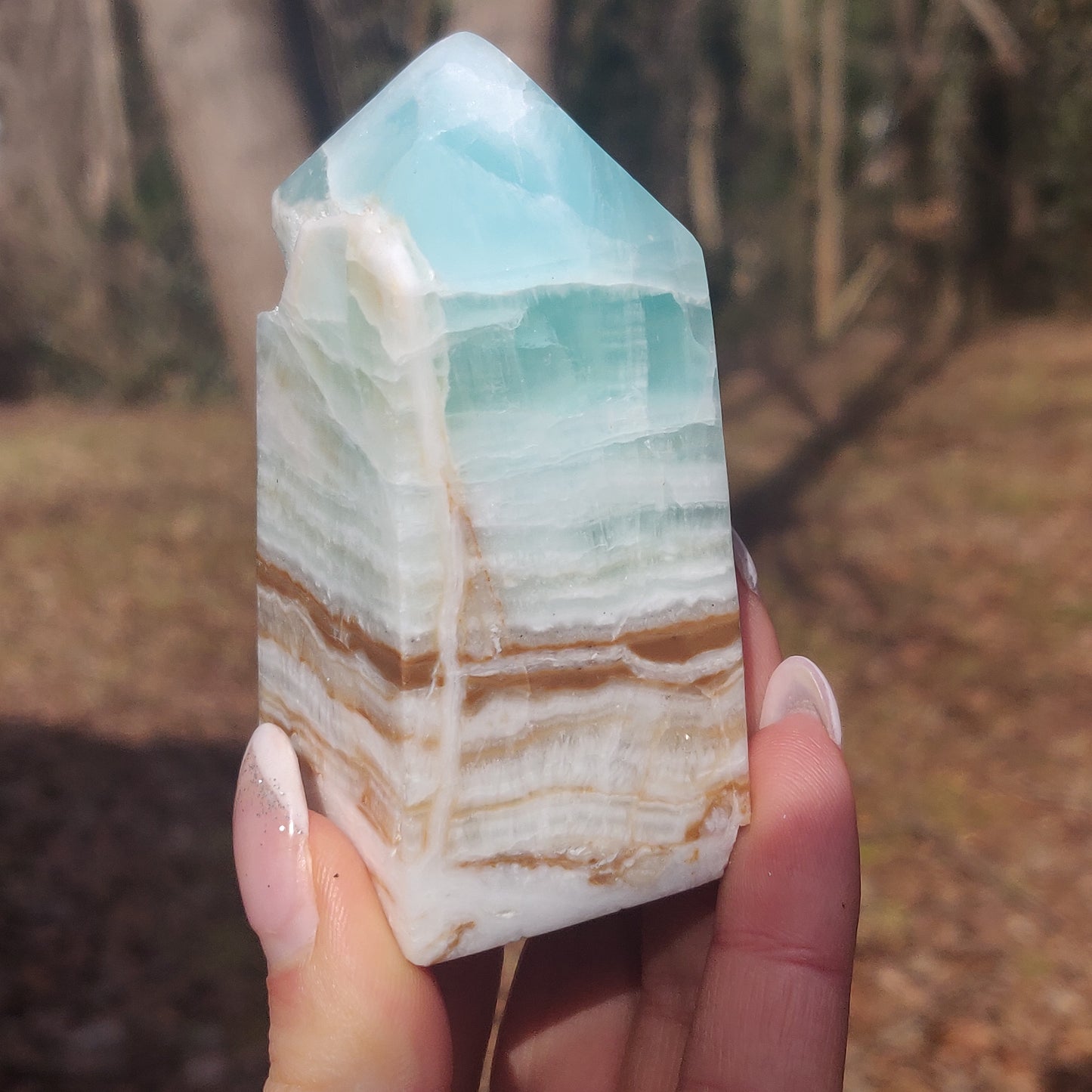 Caribbean Blue Calcite Tower (#1) - Simply Affinity