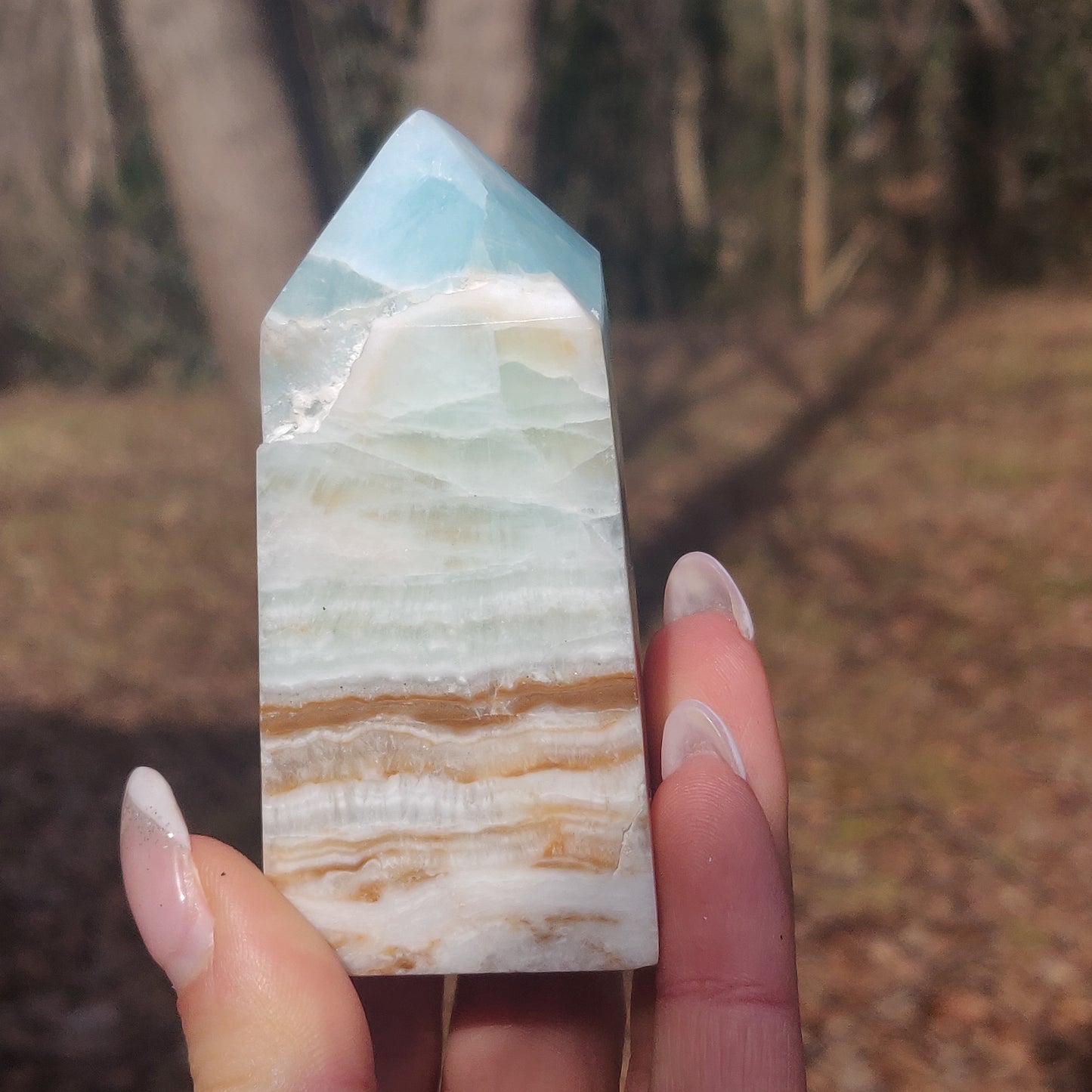 Caribbean Blue Calcite Tower (#1) - Simply Affinity