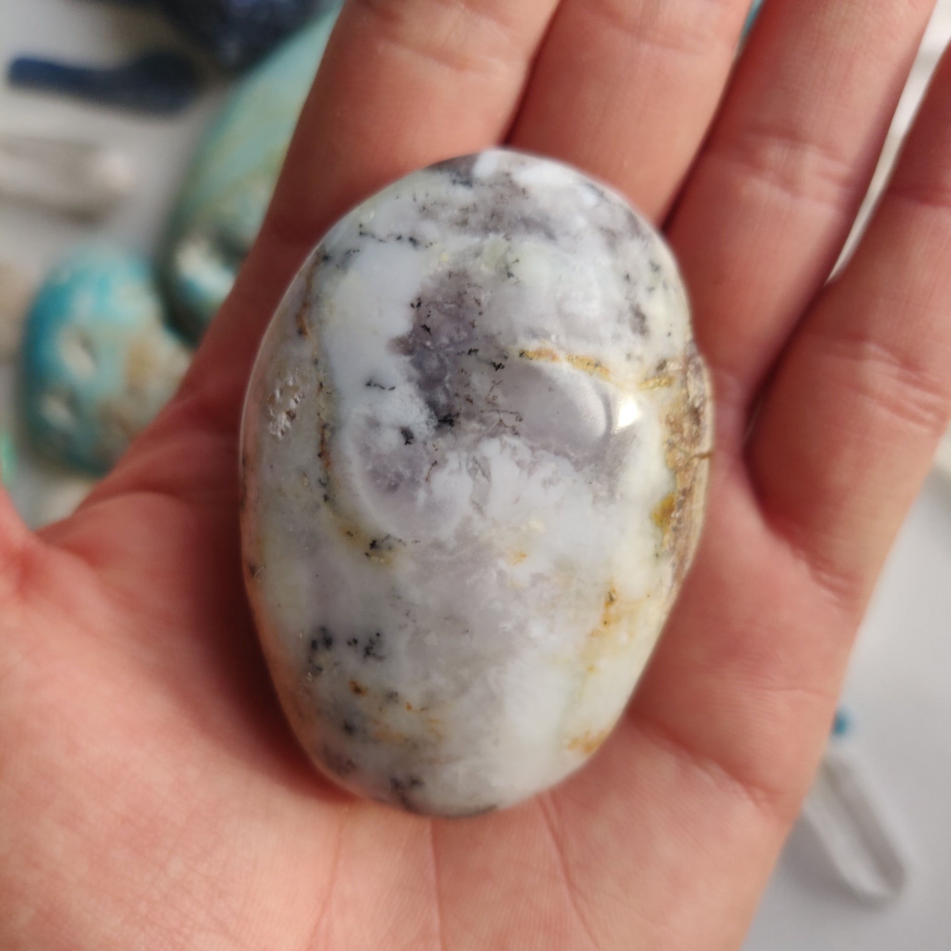 Purple Dendritic Opal Palm Stone (#43A) - Simply Affinity