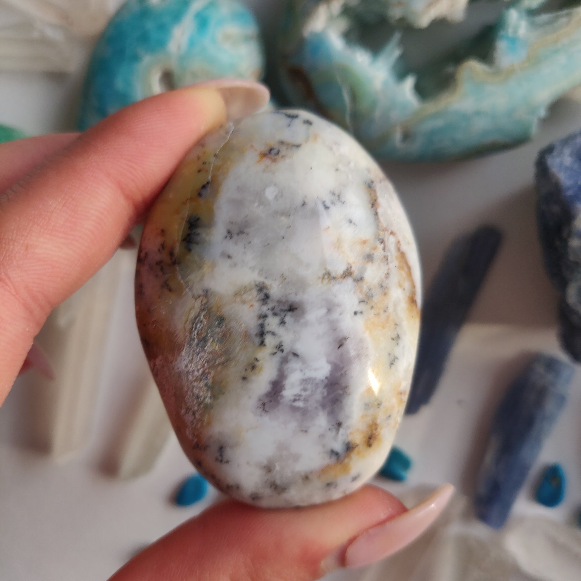 Purple Dendritic Opal Palm Stone (#43A) - Simply Affinity