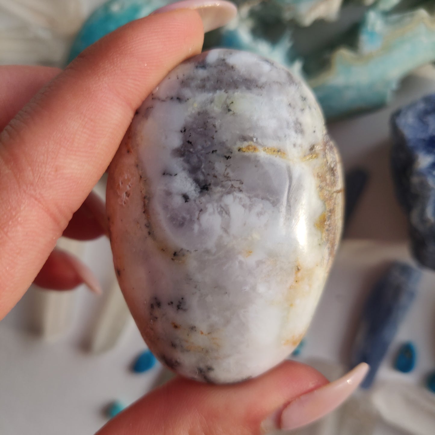 Purple Dendritic Opal Palm Stone (#43A) - Simply Affinity
