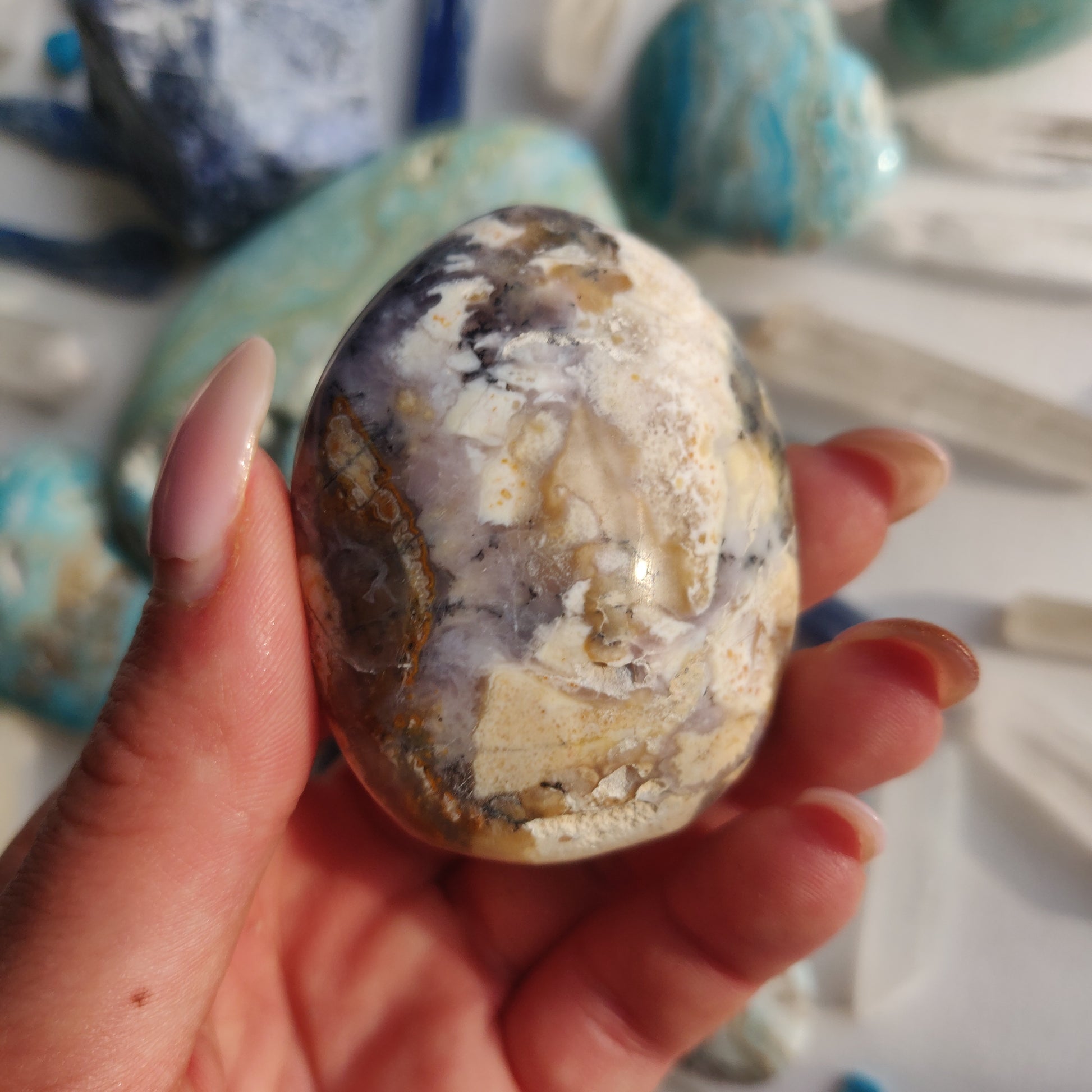 Purple Dendritic Opal Palm Stone (#44A) - Simply Affinity