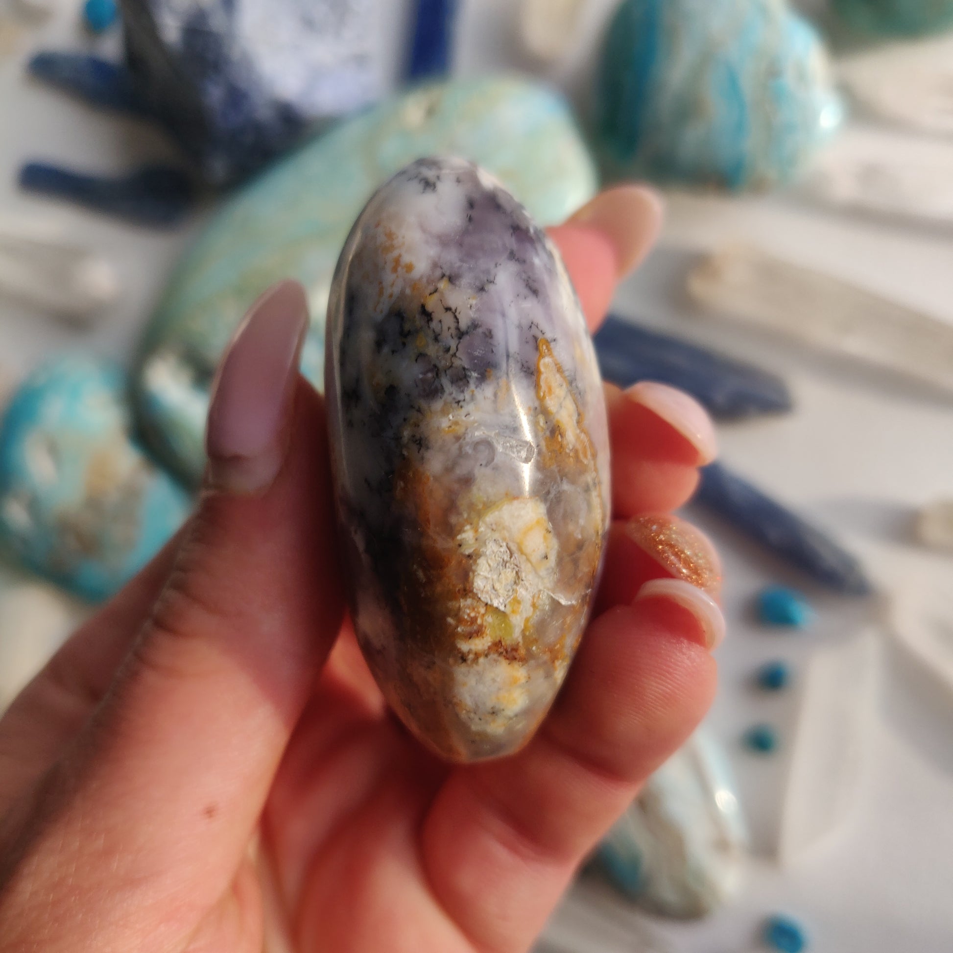 Purple Dendritic Opal Palm Stone (#44A) - Simply Affinity