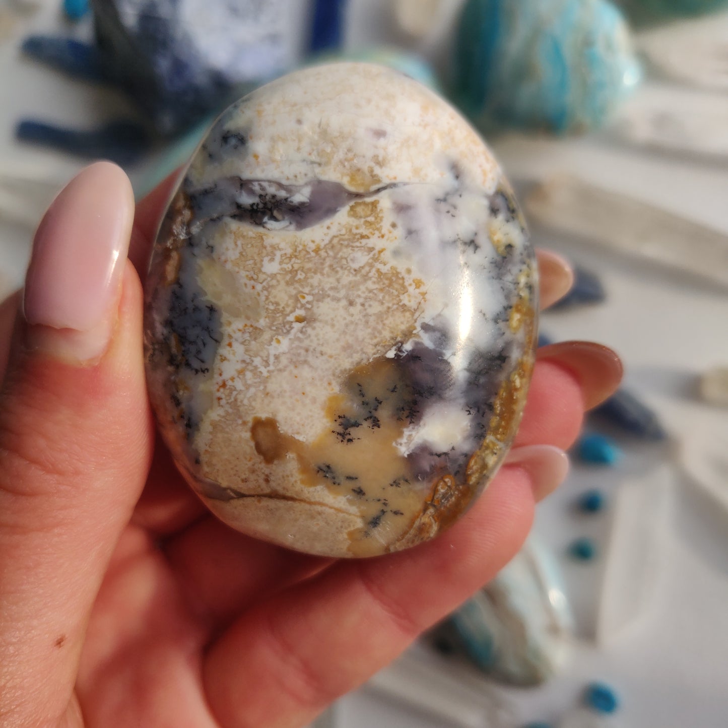 Purple Dendritic Opal Palm Stone (#44A) - Simply Affinity