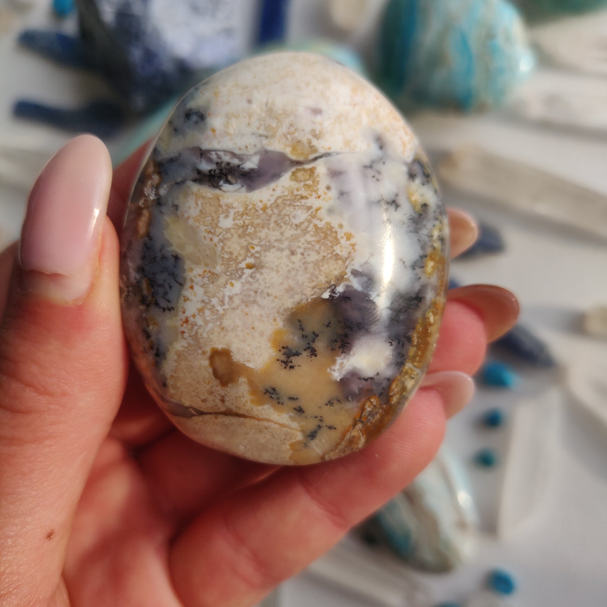 Purple Dendritic Opal Palm Stone (#44A) - Simply Affinity