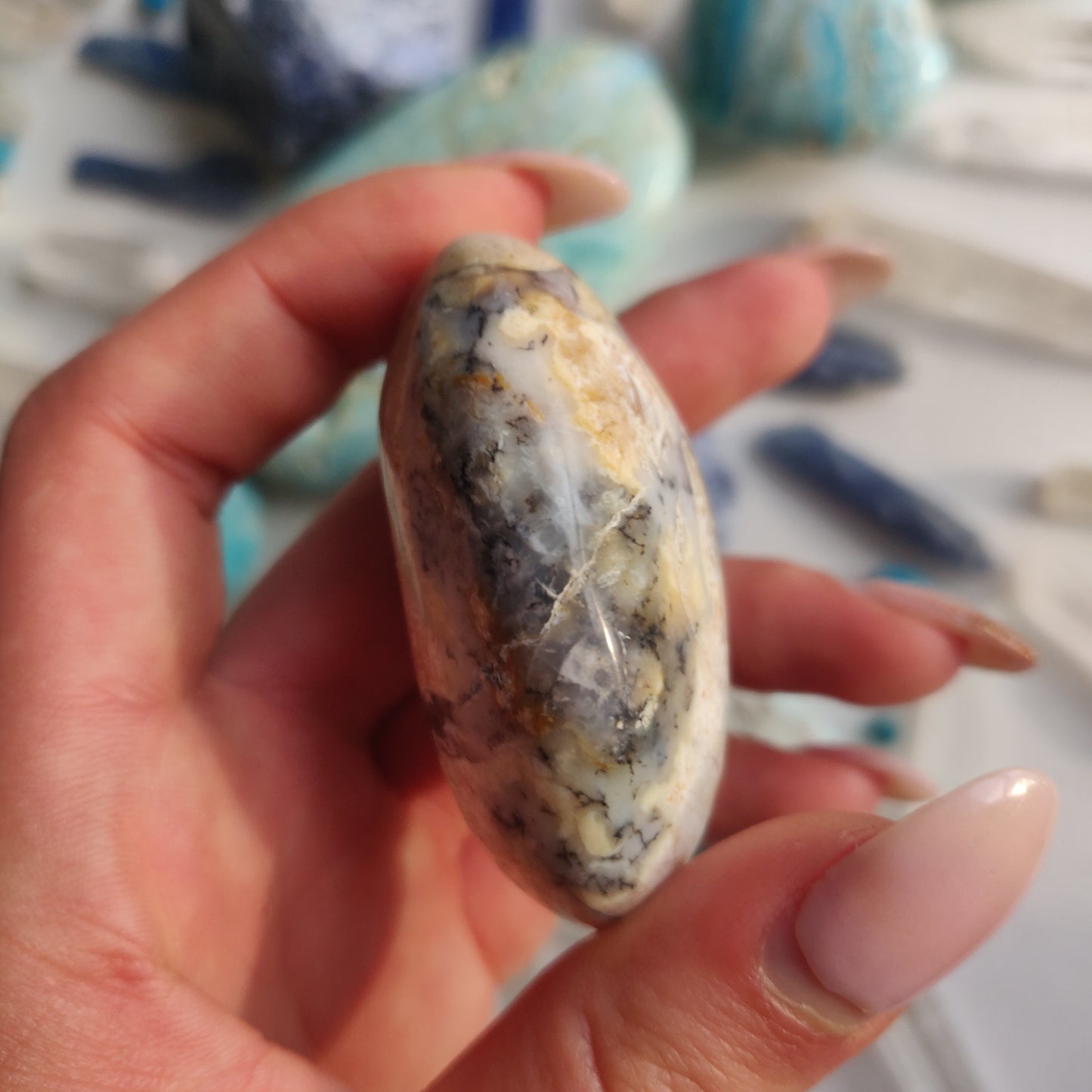 Purple Dendritic Opal Palm Stone (#44A) - Simply Affinity