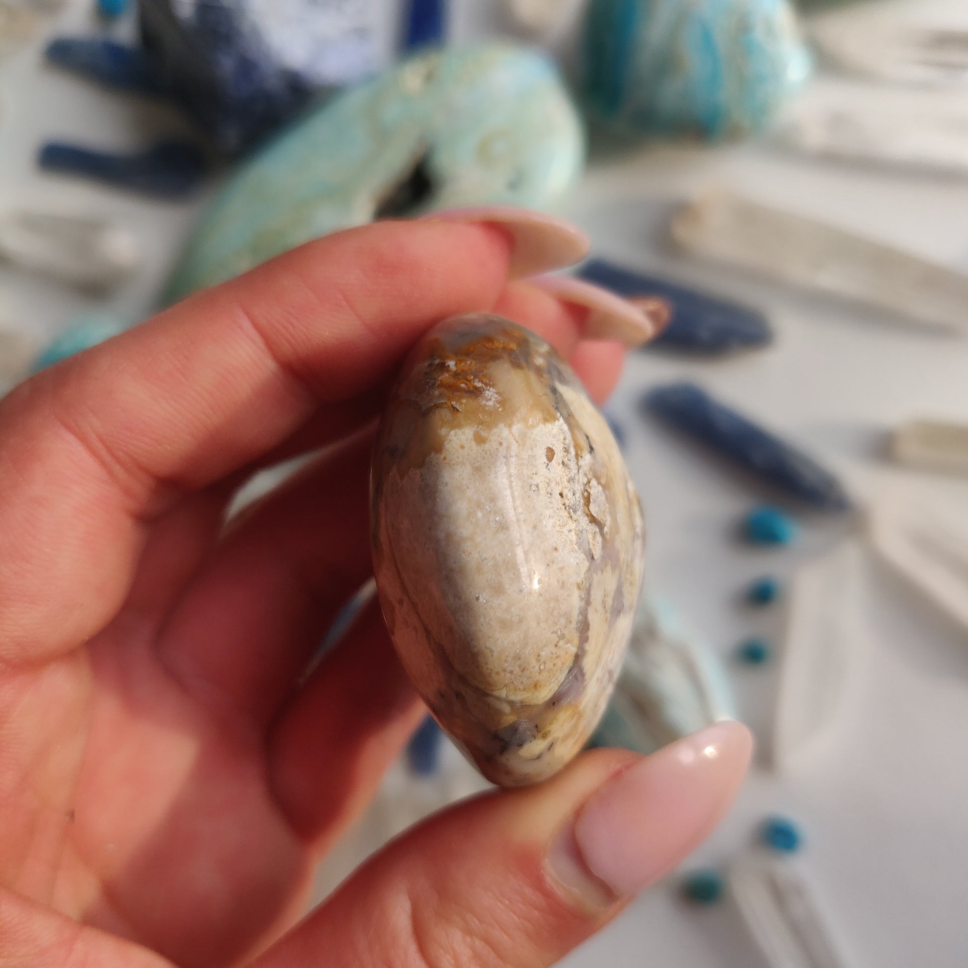 Purple Dendritic Opal Palm Stone (#44A) - Simply Affinity