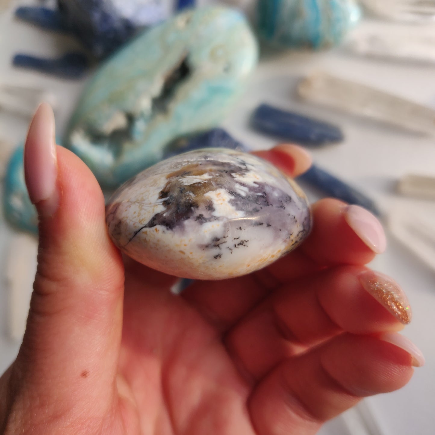 Purple Dendritic Opal Palm Stone (#44A) - Simply Affinity