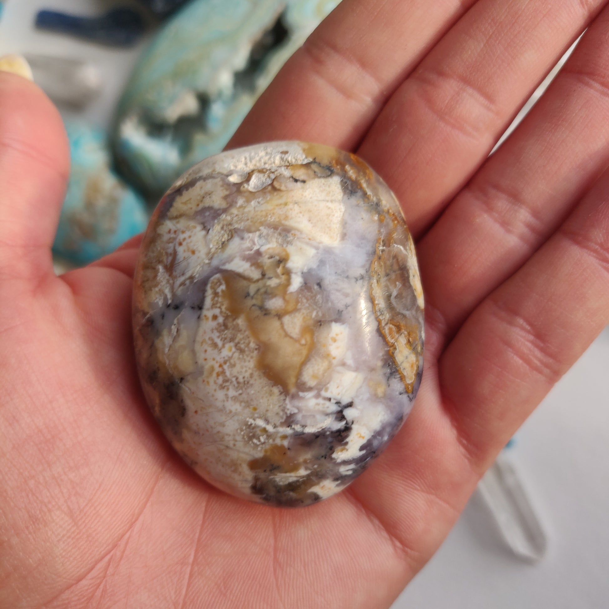 Purple Dendritic Opal Palm Stone (#44A) - Simply Affinity