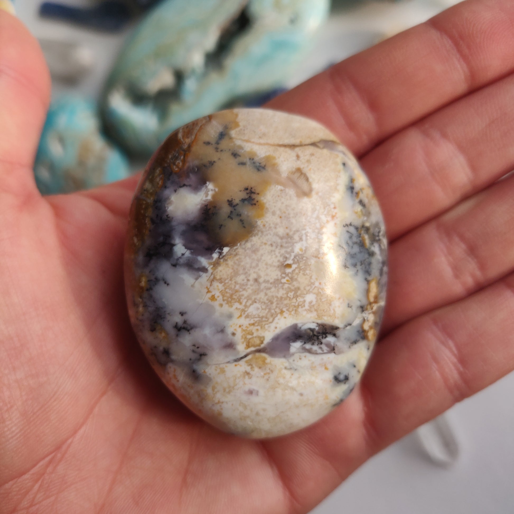 Purple Dendritic Opal Palm Stone (#44A) - Simply Affinity